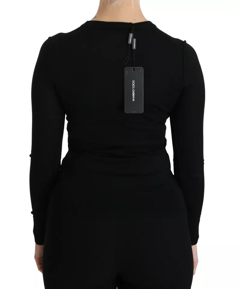 Dolce & Gabbana Black long-sleeved virgin wool blouse top-5