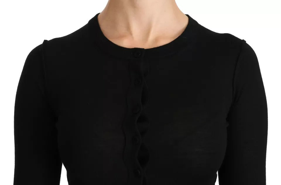 Dolce & Gabbana Black long-sleeved virgin wool blouse top-6