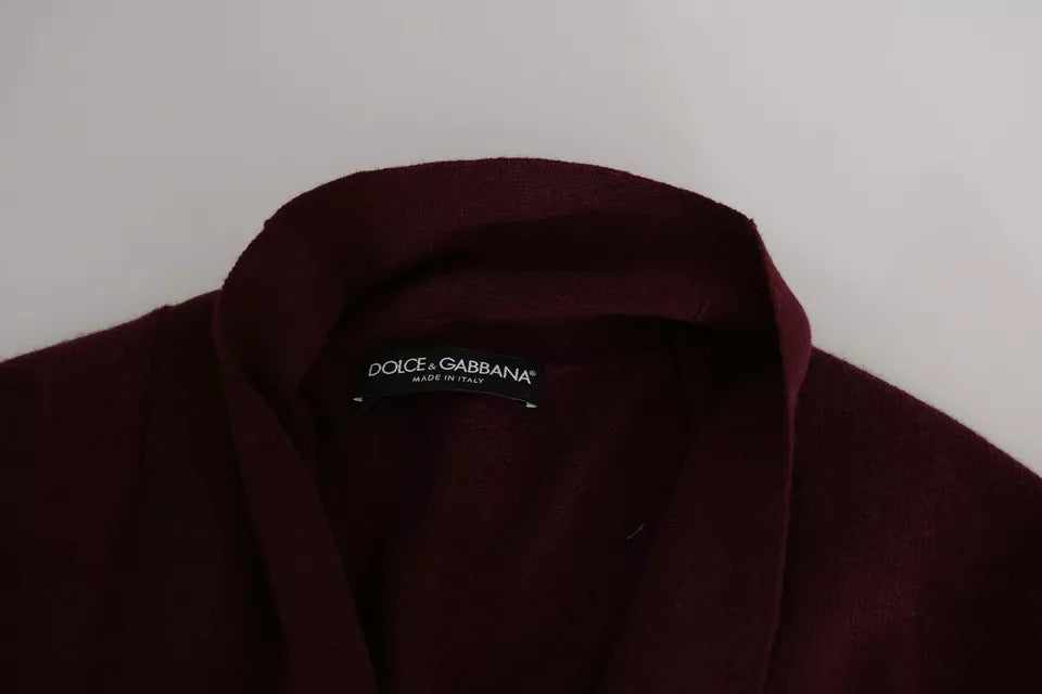 Suéter tipo cárdigan con corona de cachemir burdeos de Dolce & Gabbana-8