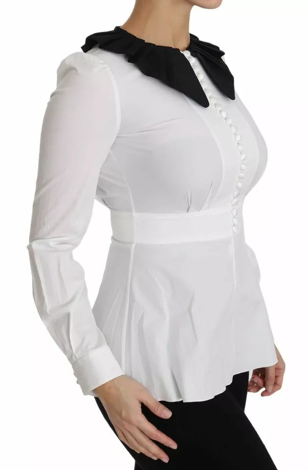 Dolce & Gabbana Black and White Decorative Button Tops Shirt Blouse-3