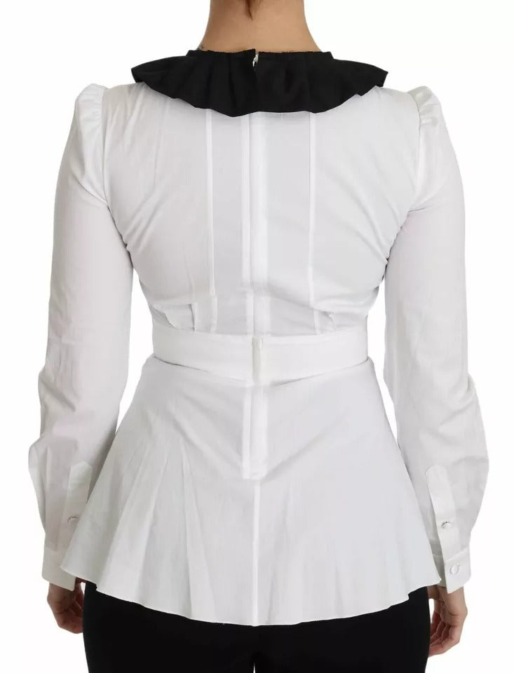 Dolce & Gabbana Black and White Decorative Button Tops Shirt Blouse-6