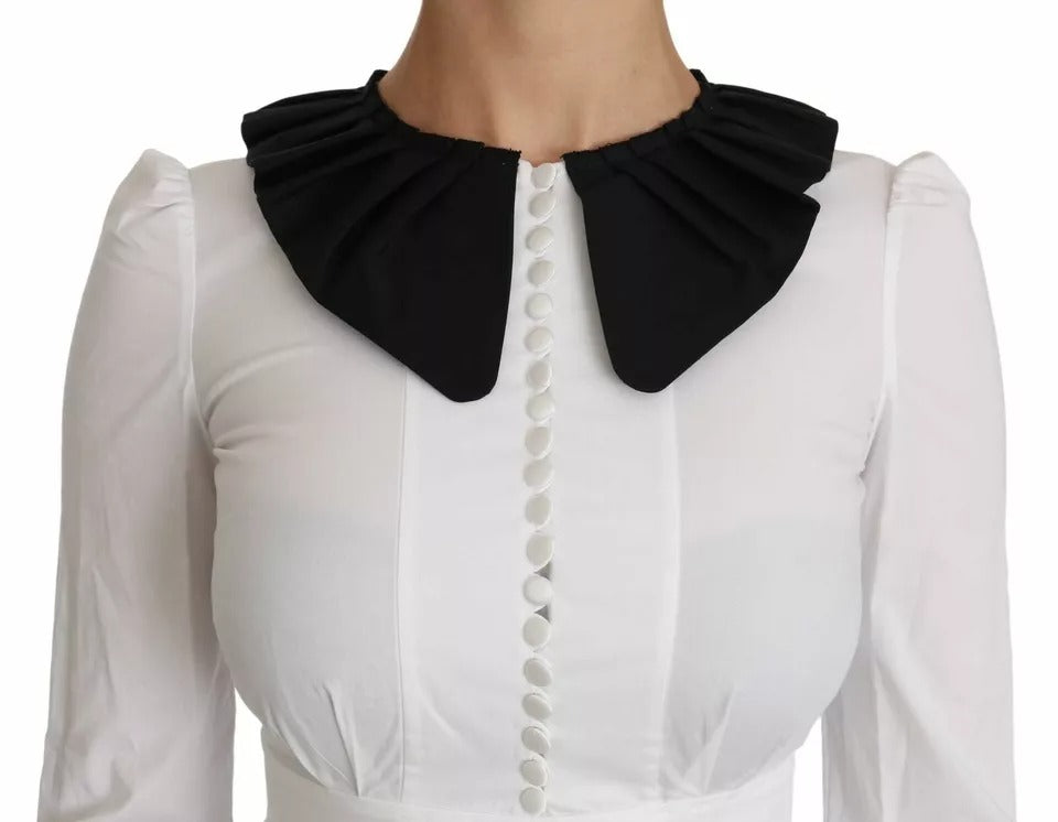 Dolce & Gabbana Black and White Decorative Button Tops Shirt Blouse-7