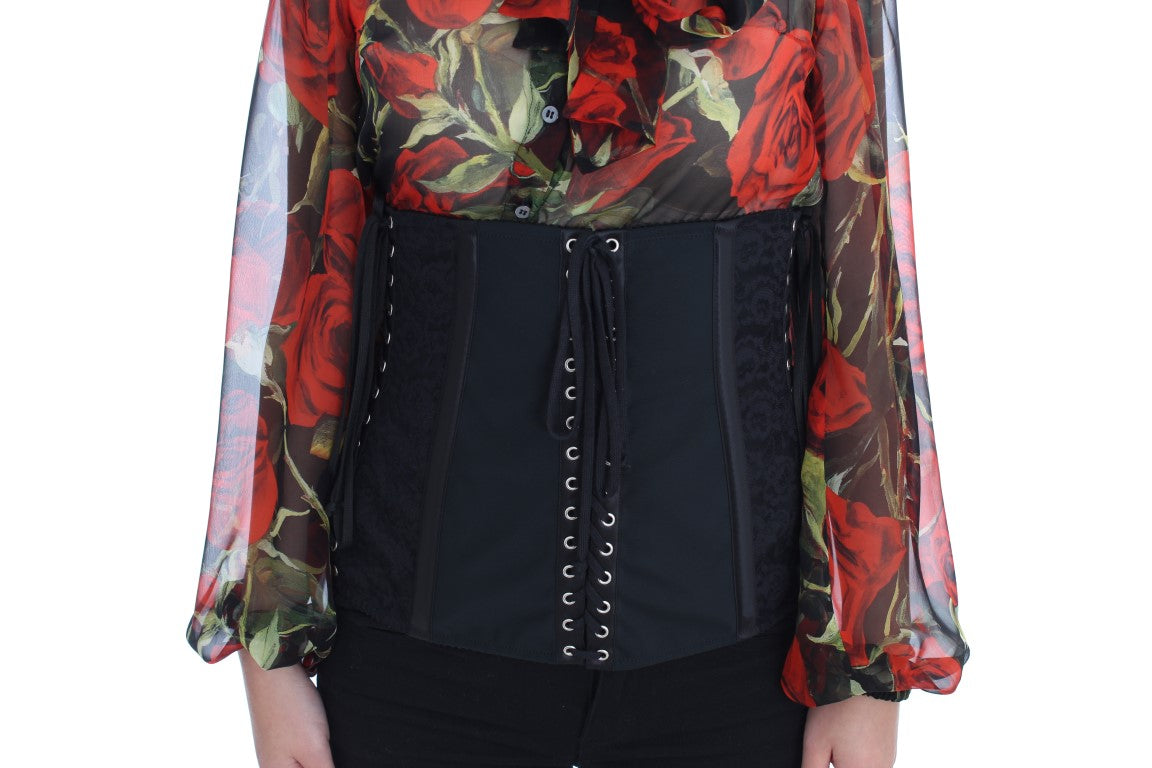 Dolce & Gabbana Black Stretch Corset Waist Belt-4