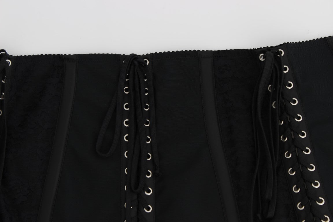 Dolce & Gabbana Black Stretch Corset Waist Belt-6