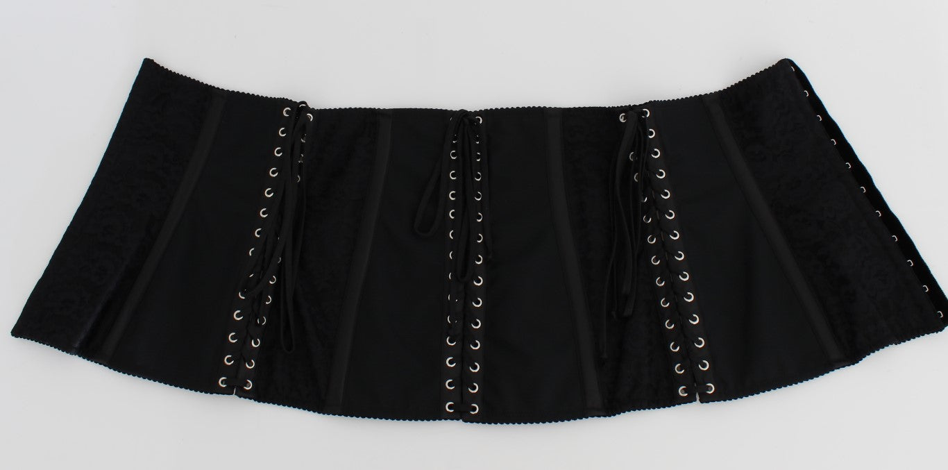 Dolce & Gabbana Black Stretch Corset Waist Belt-7