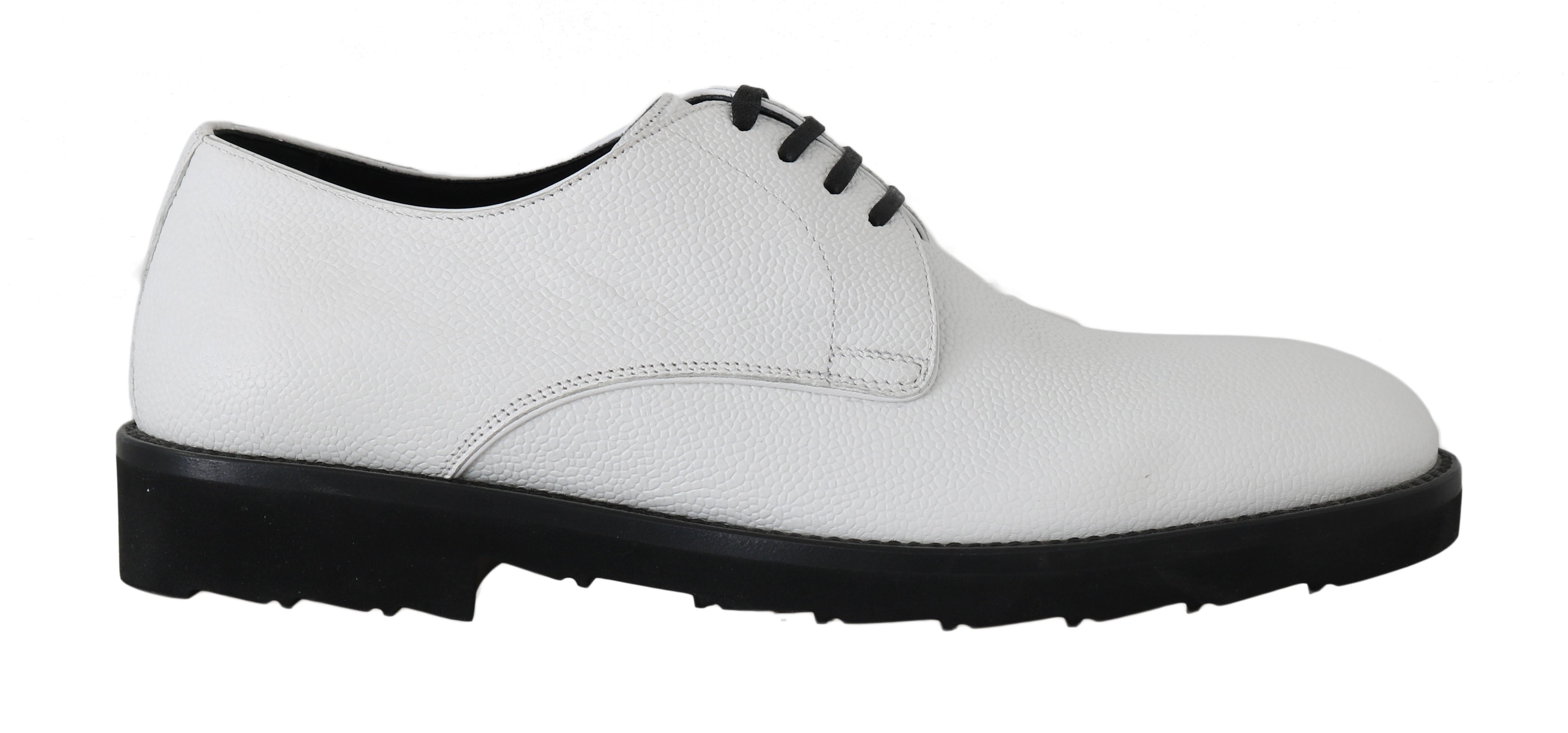Dolce & Gabbana Weiße Leder Derby Kleid Formelle Schuhe-1