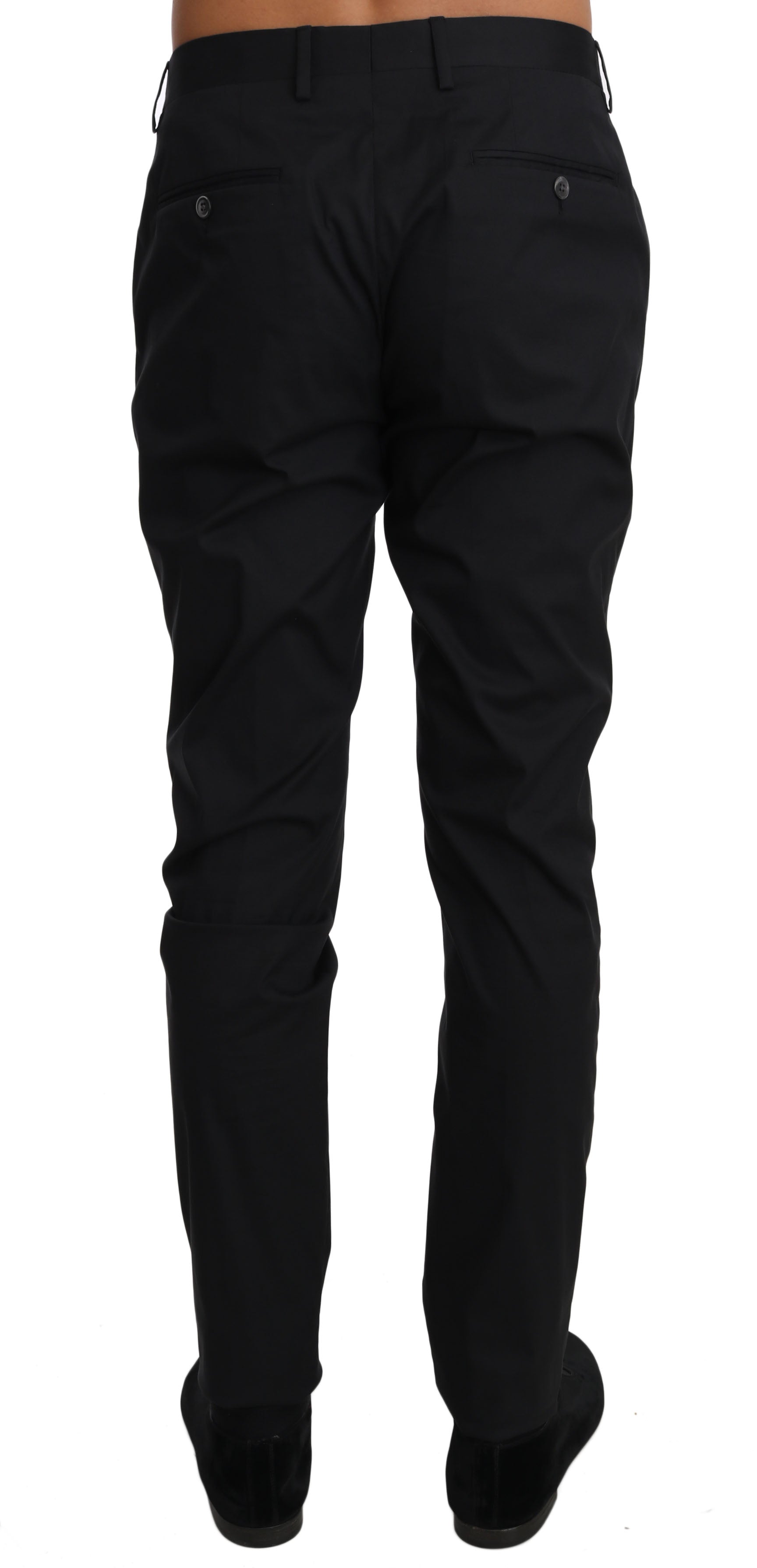 Dolce & Gabbana Schwarz Baumwolle Stretch Formal Hose Hose-2