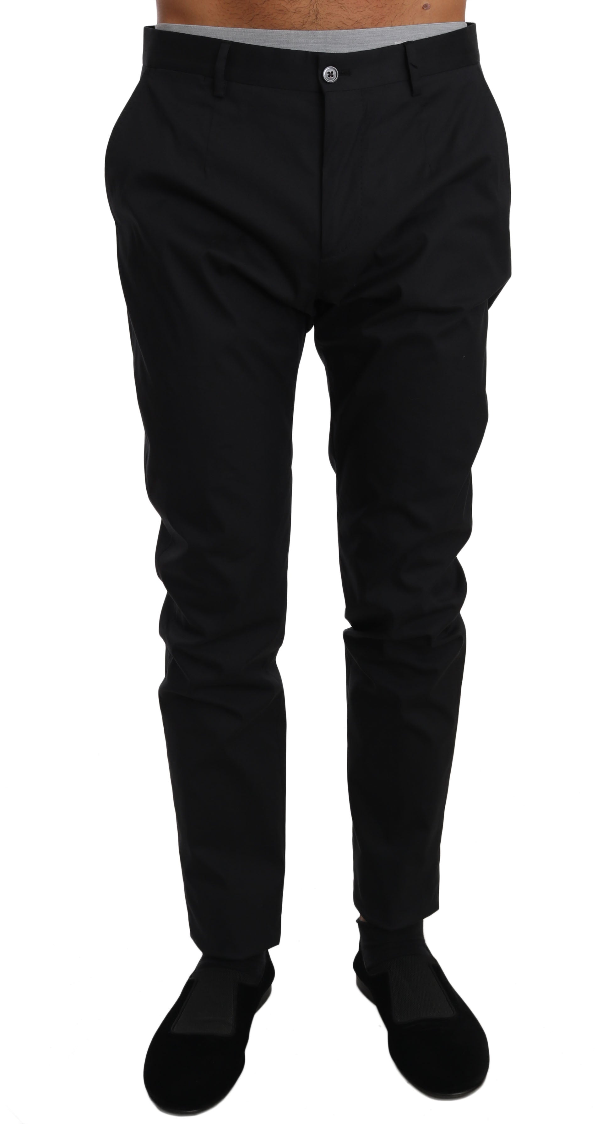 Dolce & Gabbana Schwarz Baumwolle Stretch Formal Hose Hose-1