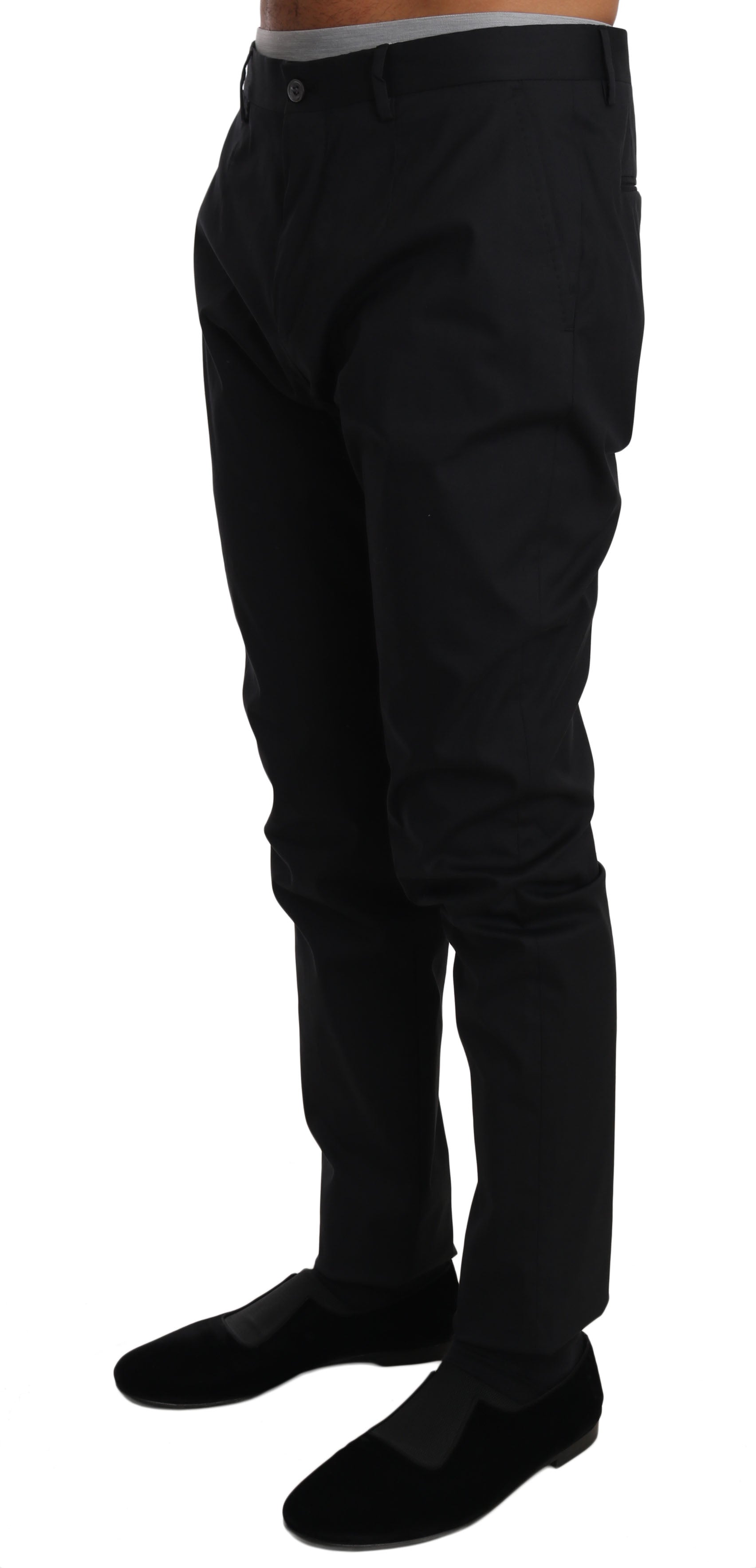 Dolce & Gabbana Schwarz Baumwolle Stretch Formal Hose Hose-3