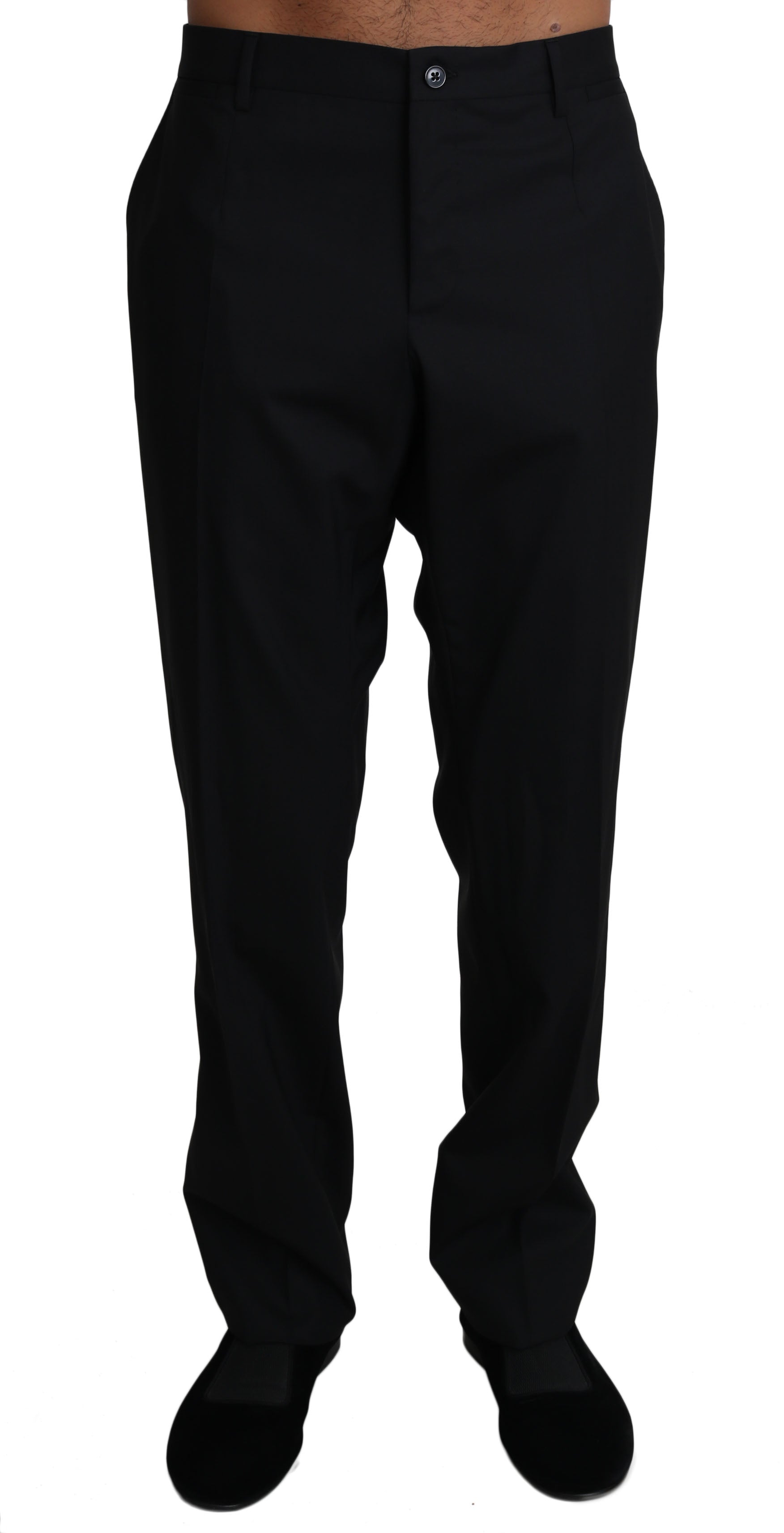 Dolce & Gabbana Schwarze Wolle Stretch Kleid Hose Hose-1