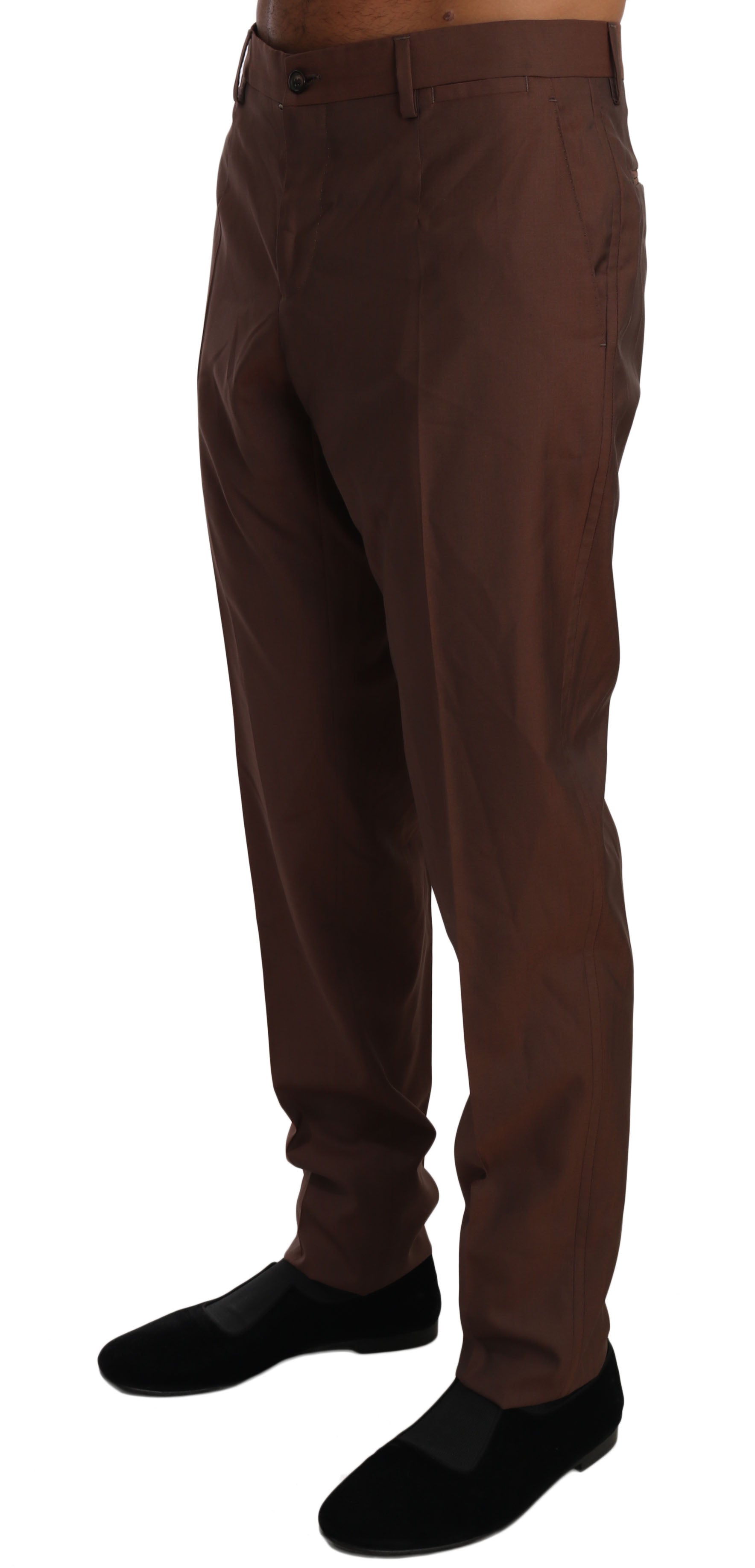 Dolce & Gabbana Brown Wool Silk Formal Trousers-2