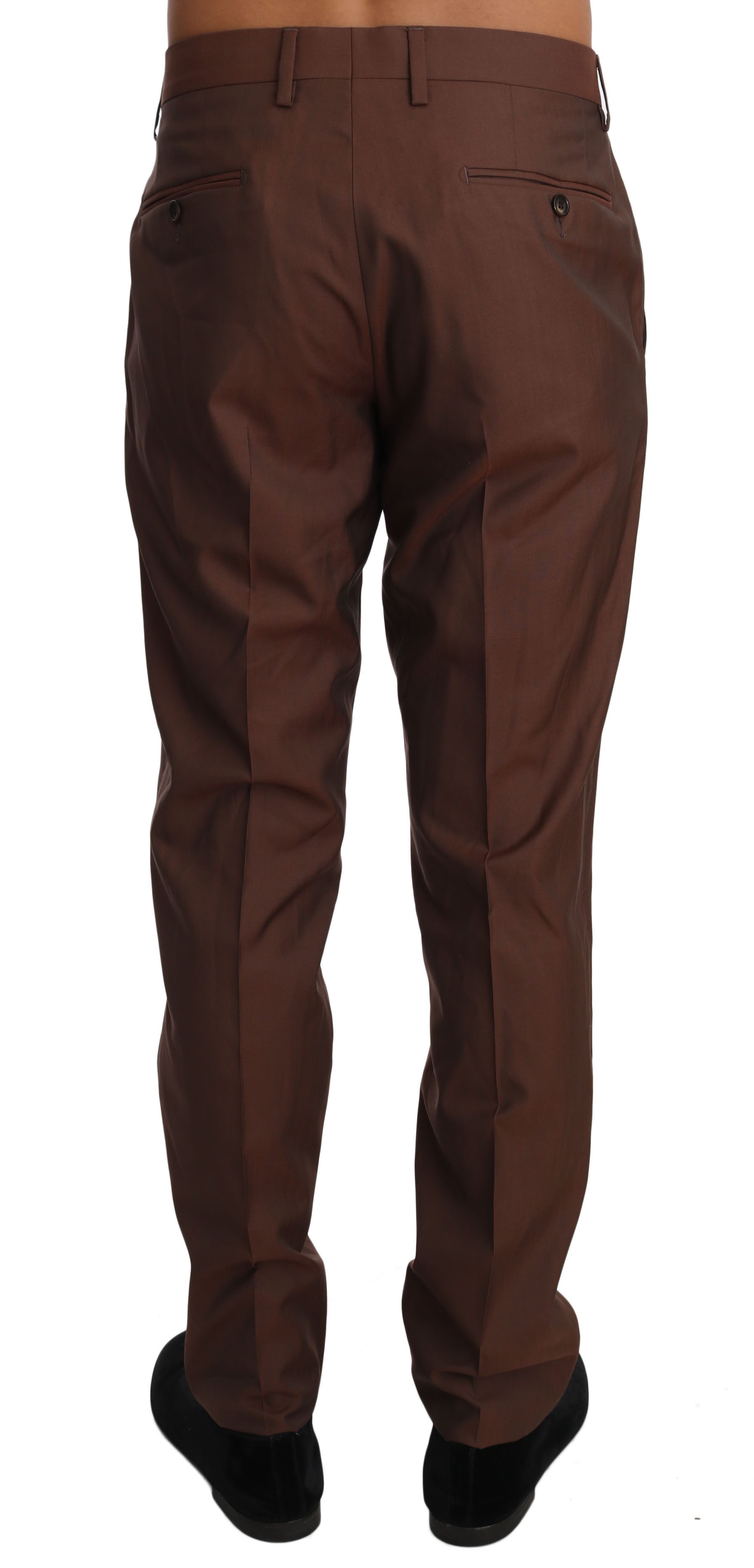 Dolce & Gabbana Brown Wool Silk Formal Trousers-3