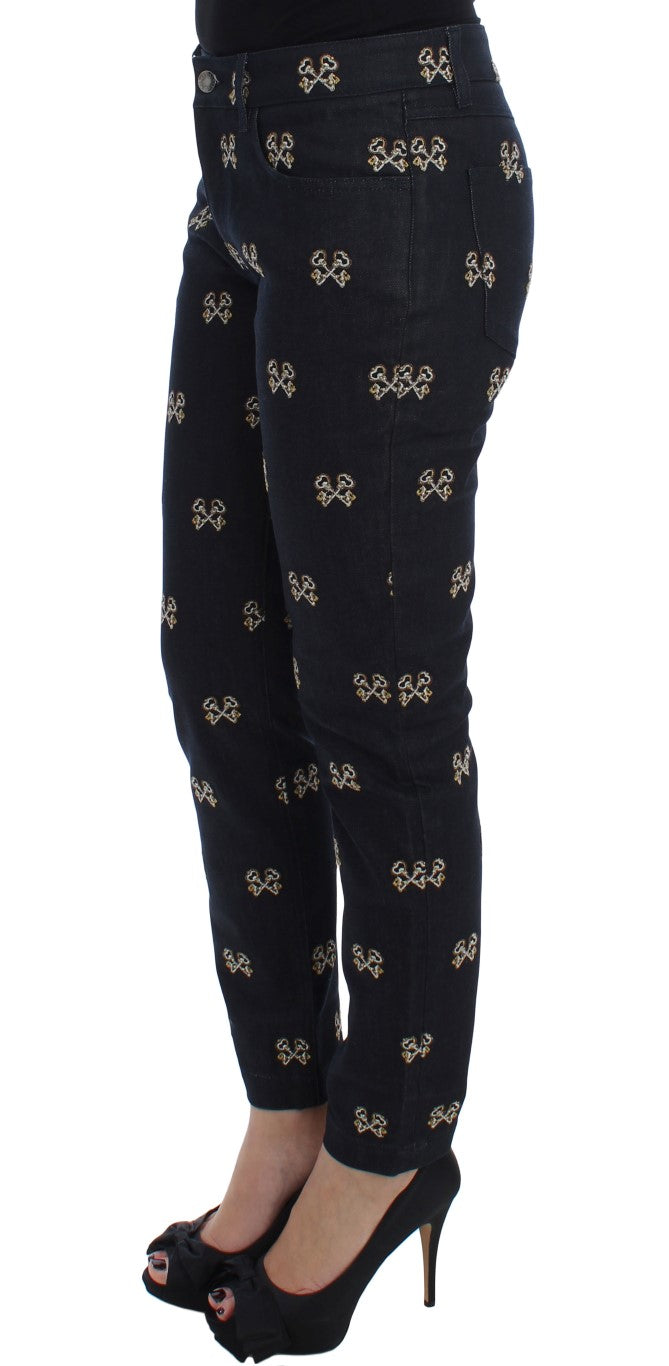 Dolce & Gabbana Blue Key Embroidered Slim Fit KATE Jeans-2