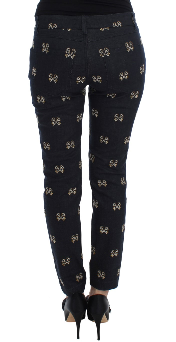 Dolce & Gabbana Blue Key Embroidered Slim Fit KATE Jeans-3