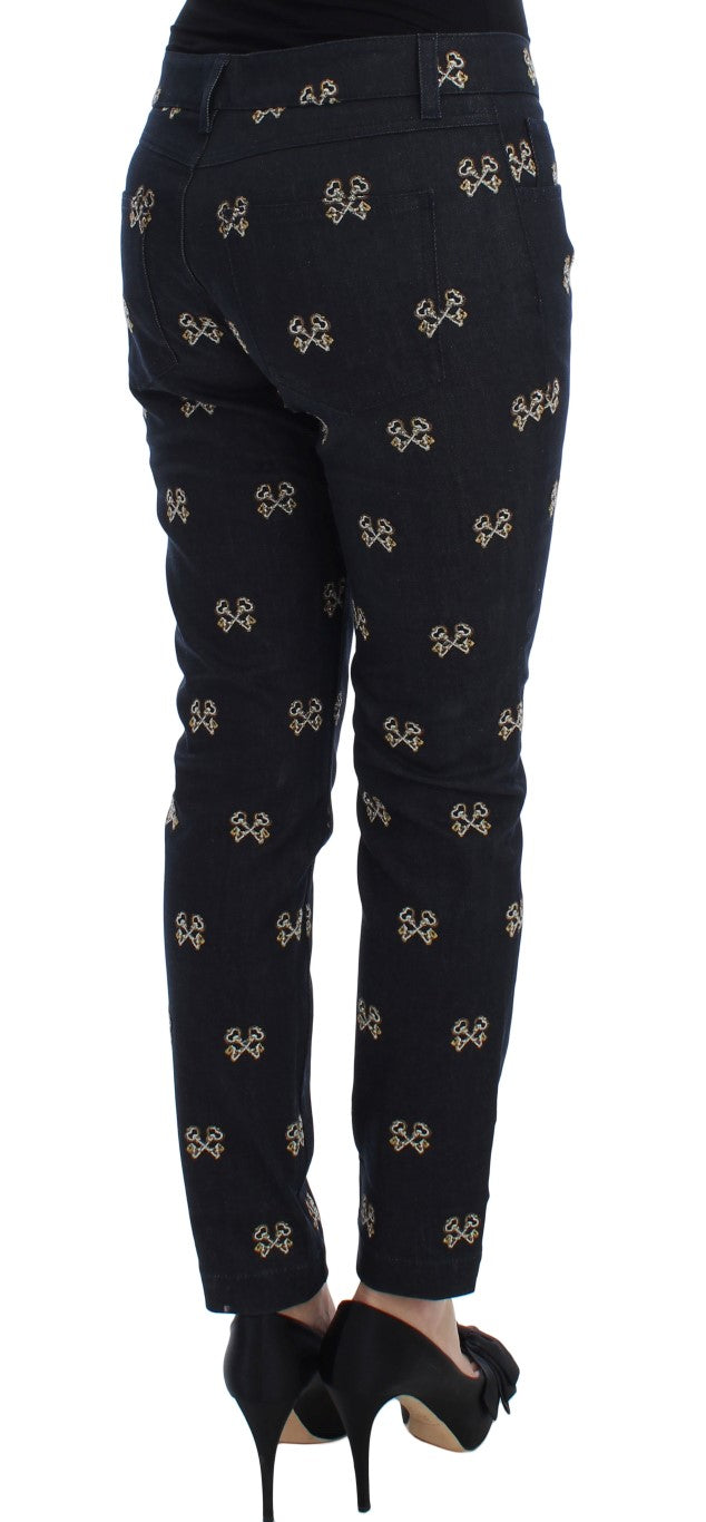 Dolce & Gabbana Blue Key Embroidered Slim Fit KATE Jeans-4