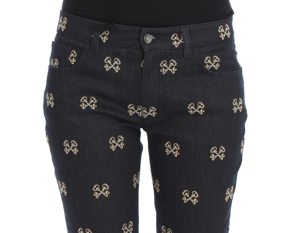 Dolce & Gabbana Blue Key Embroidered Slim Fit KATE Jeans-5