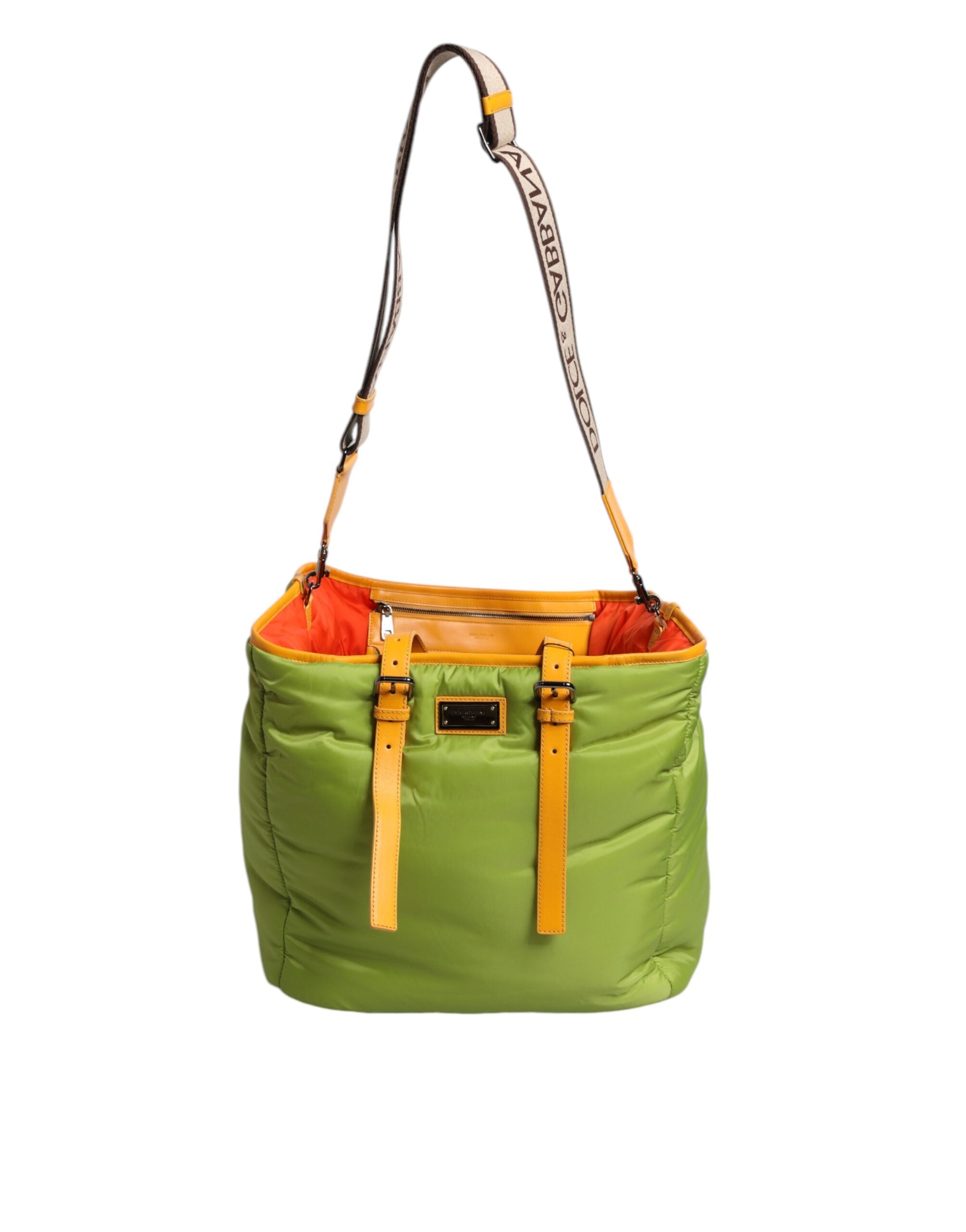 Bolso de hombro Dolce & Gabbana de nailon verde acolchado con placa del logotipo-5