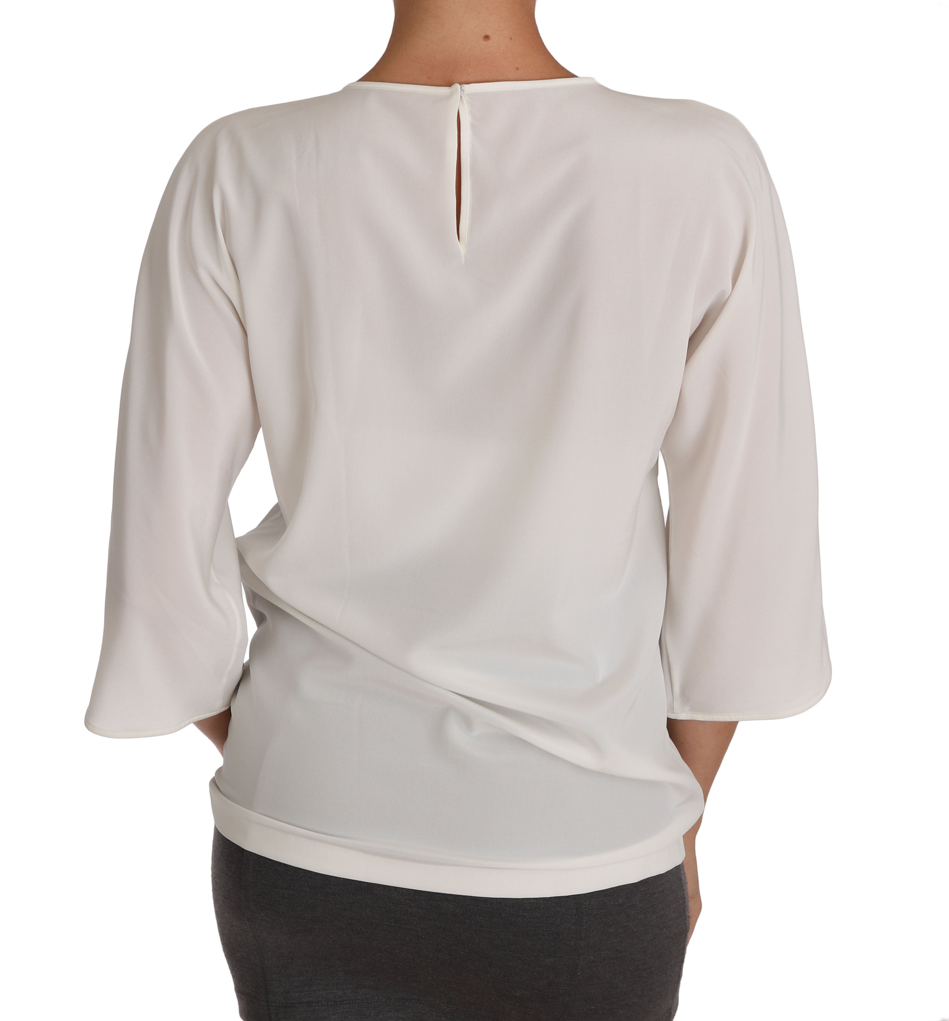 Dolce & Gabbana White Silk T-Shirt #dgfamily Crystal-2