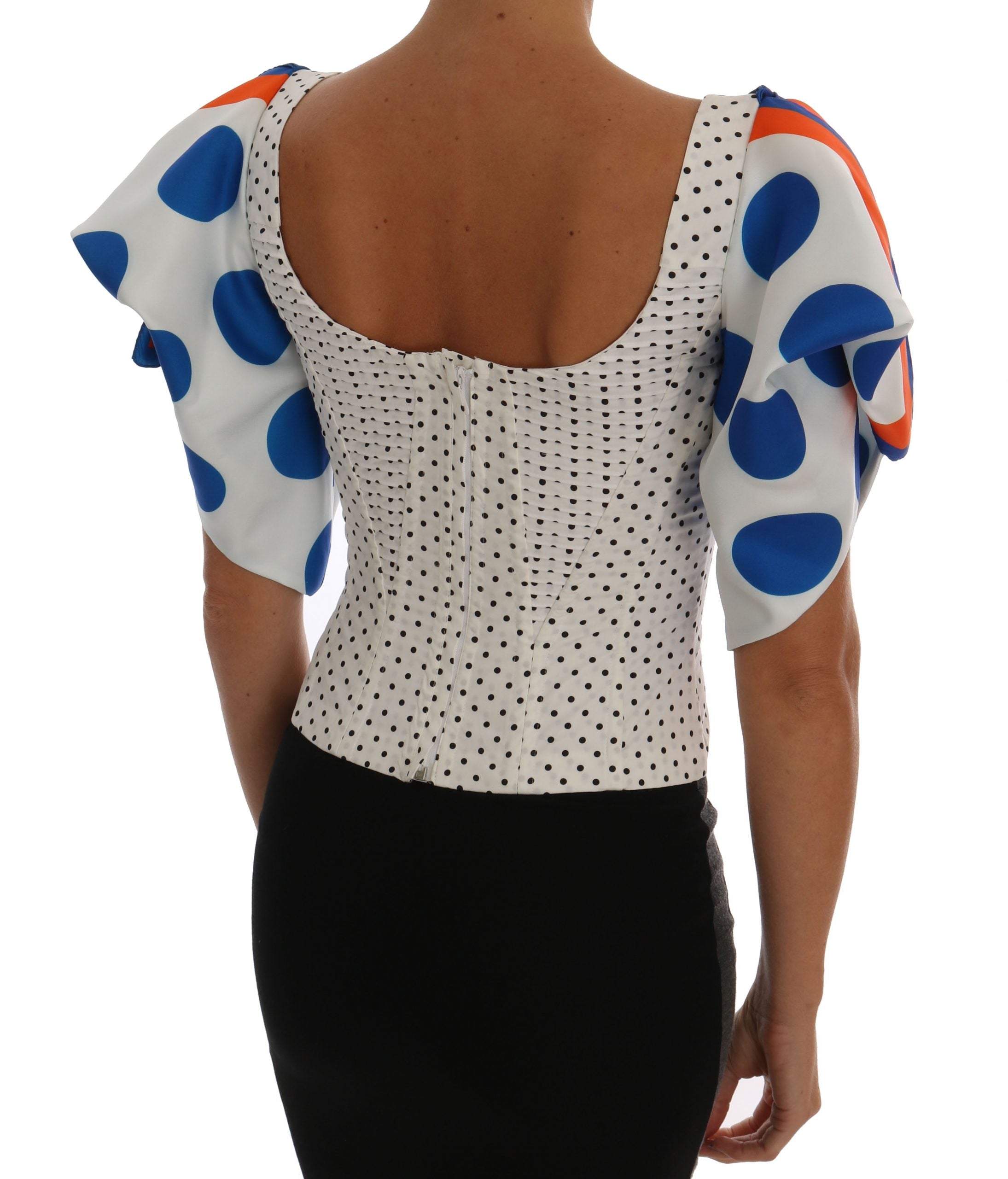 Dolce & Gabbana White Polka Dot Silk Corset Bustier Top-3