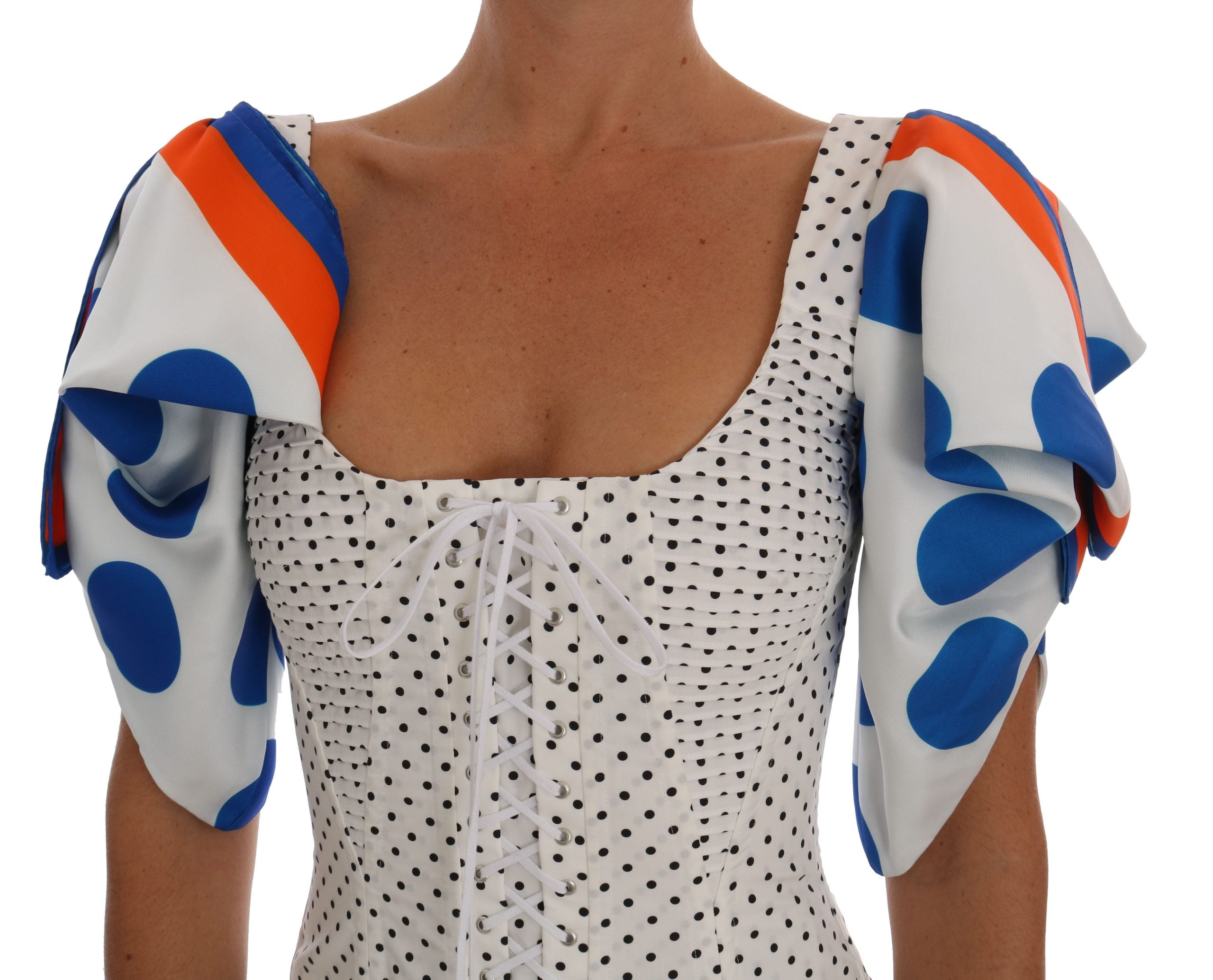 Dolce & Gabbana White Polka Dot Silk Corset Bustier Top-4