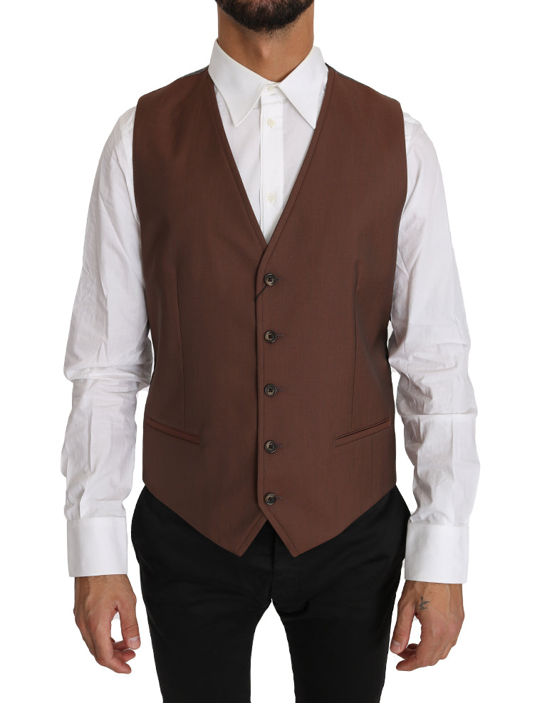 Dolce & Gabbana Brown Wool-Silk Vest-1