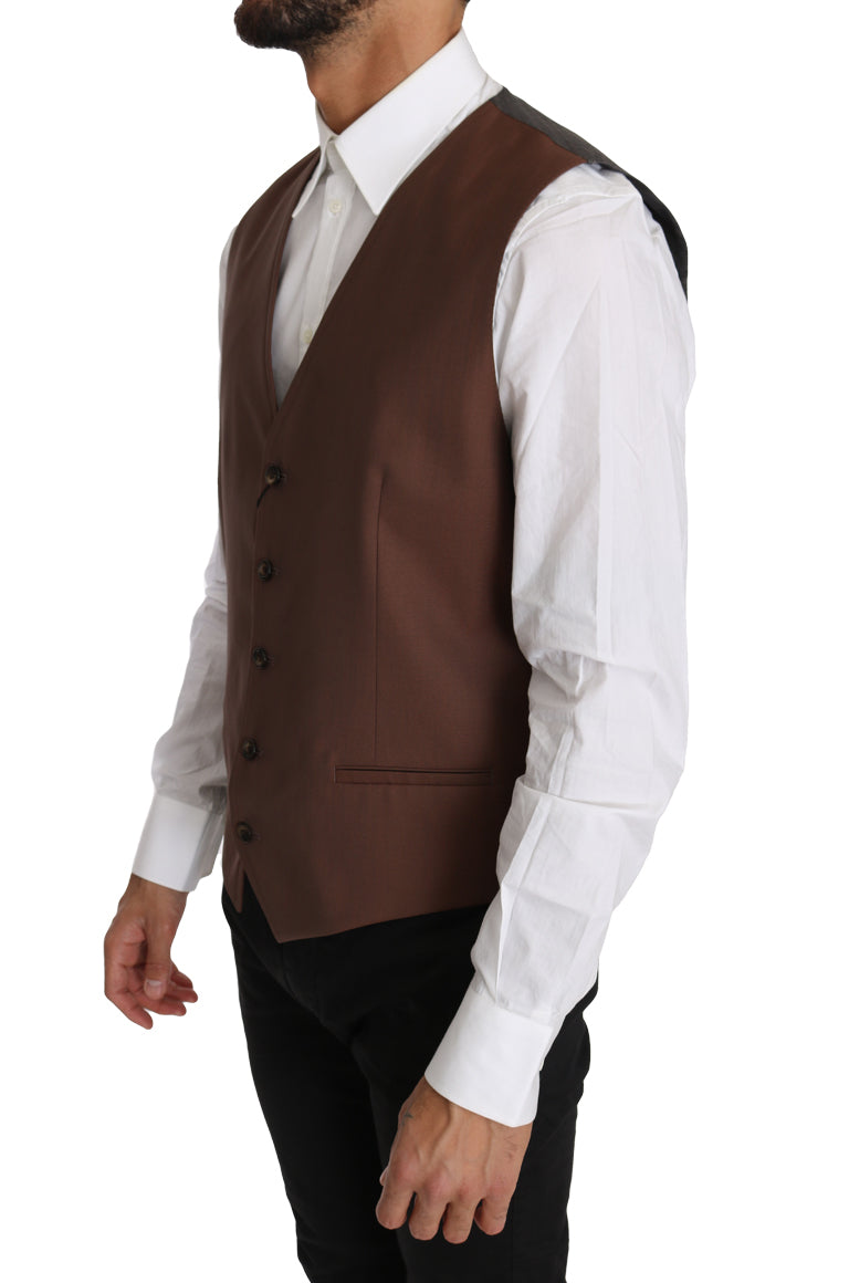 Dolce & Gabbana Brown Wool-Silk Vest-4