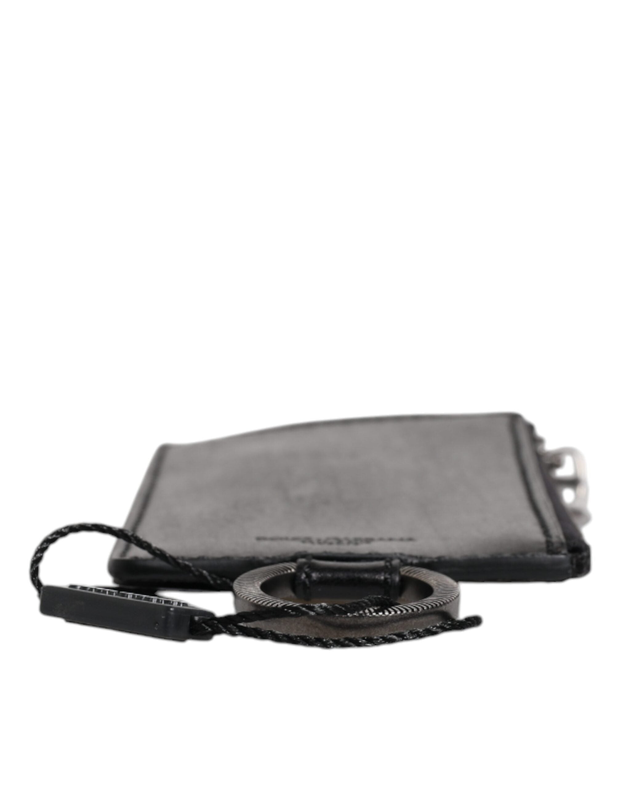 Dolce & Gabbana Schwarzes Pferd Leder Lanyard Logo Kartenhalter Brieftasche-5