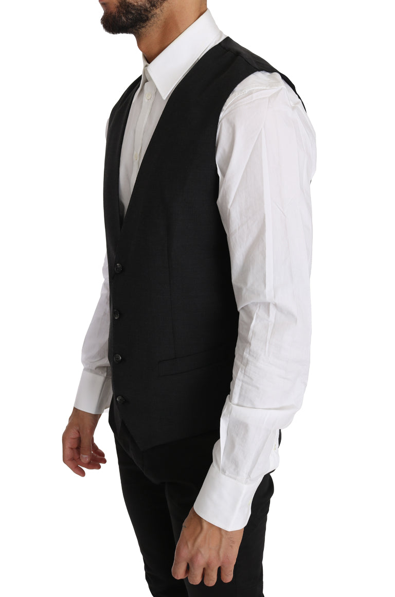 Dolce & Gabbana Grey Solid 100% Wool Vest-3