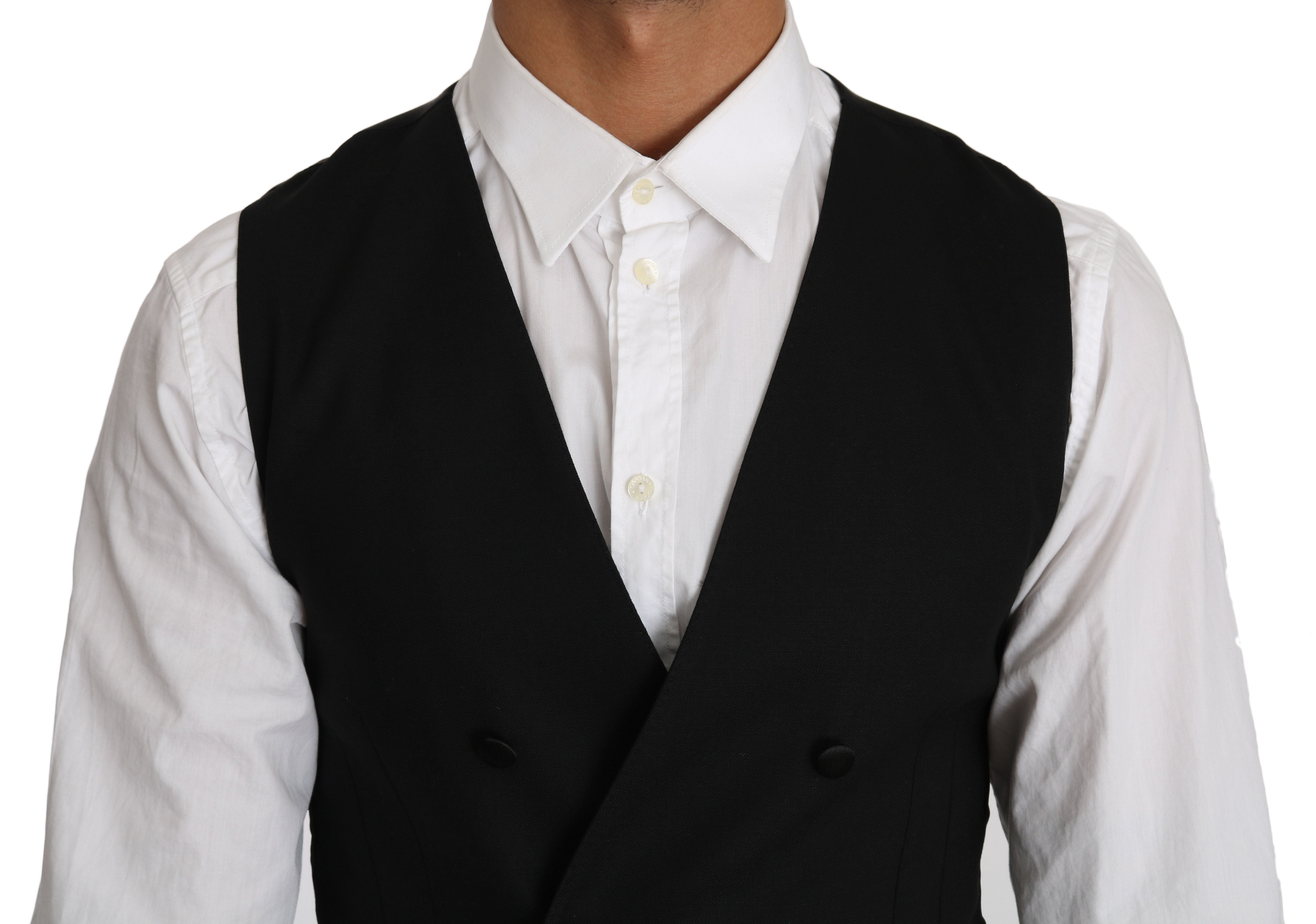 Dolce & Gabbana Grey Double-Breasted Wool Vest-3