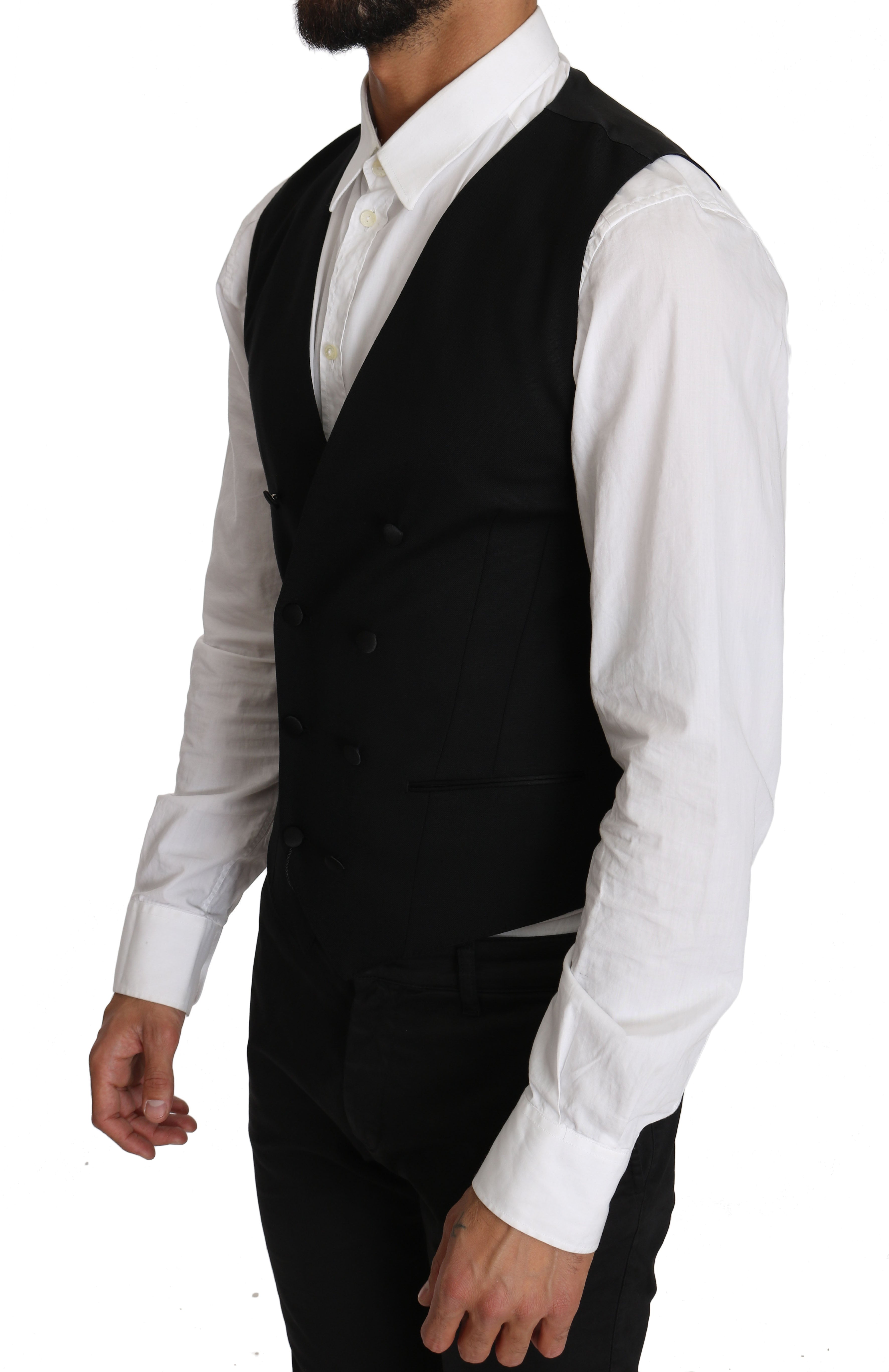 Dolce & Gabbana Grey Double-Breasted Wool Vest-4
