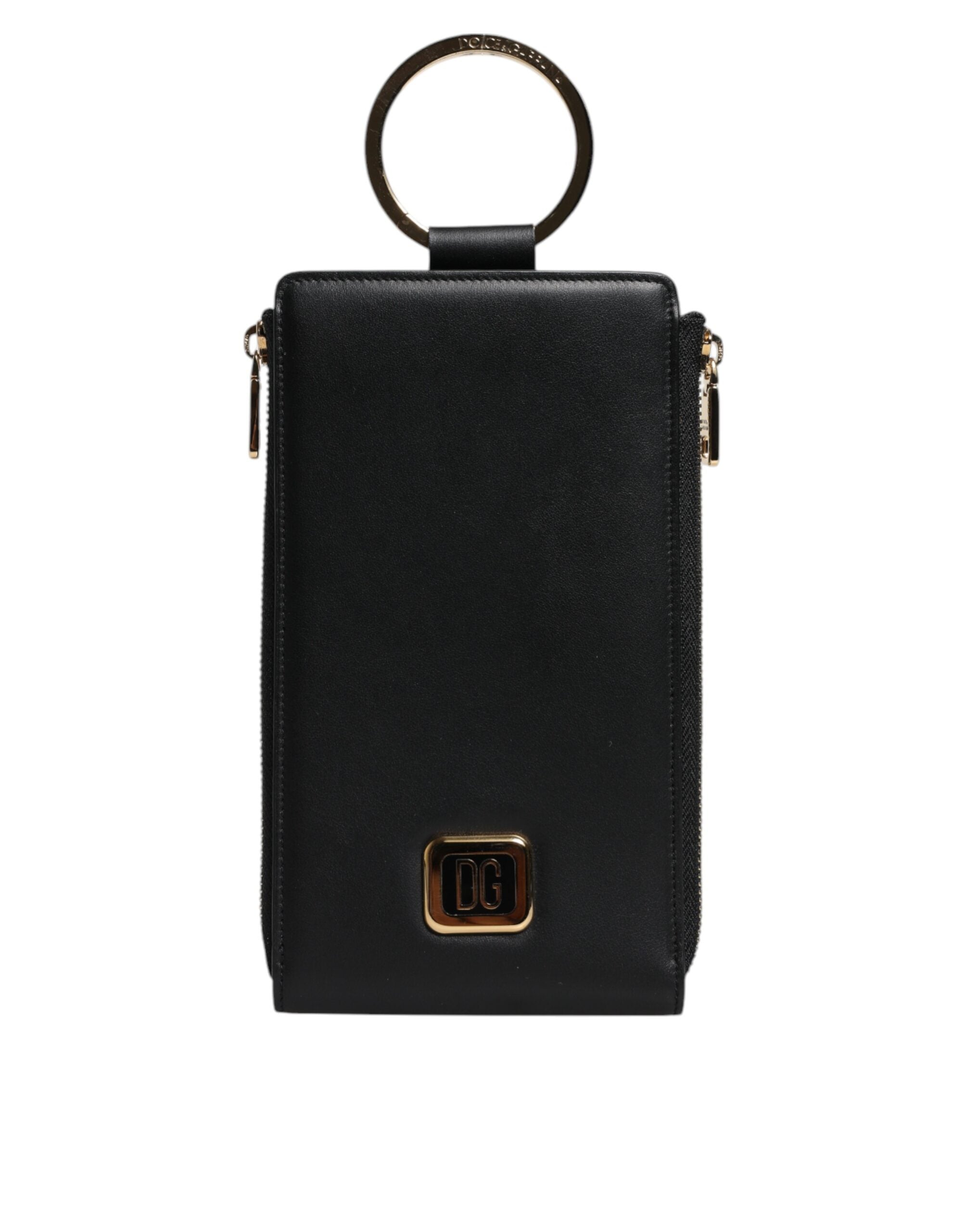 Cartera con placa del logotipo de Dolce & Gabbana en cuero negro, con tarjetero y monedero-1