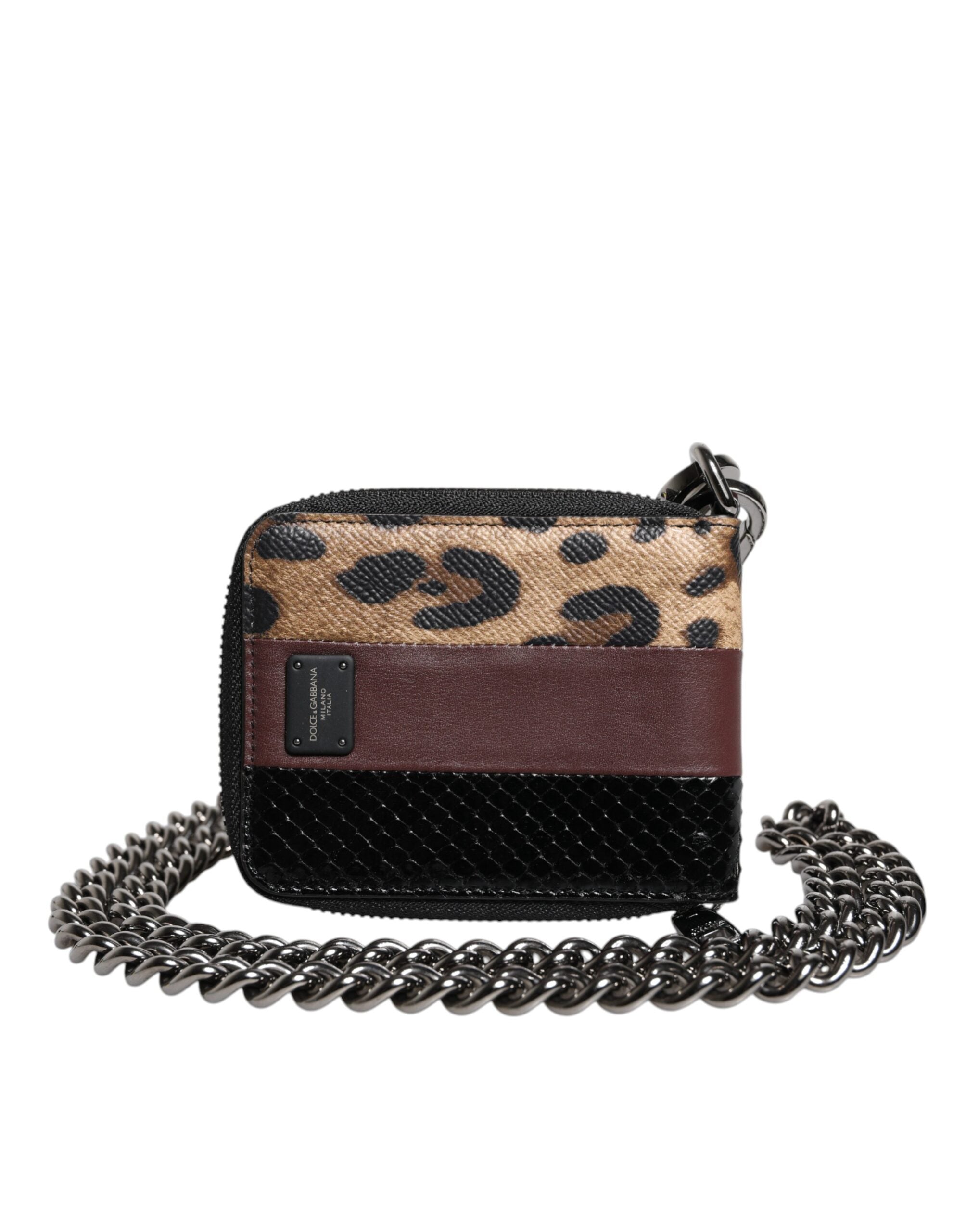 Dolce & Gabbana Multicolor Leopard Leather DG Bifold Card Holder Wallet-1