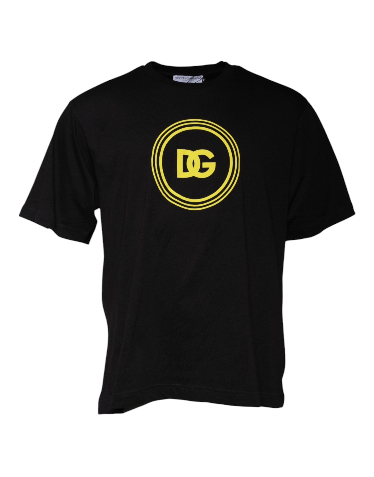 Dolce & Gabbana Schwarzes T-Shirt mit Rundhalsausschnitt und Logodruck aus Baumwolle-2