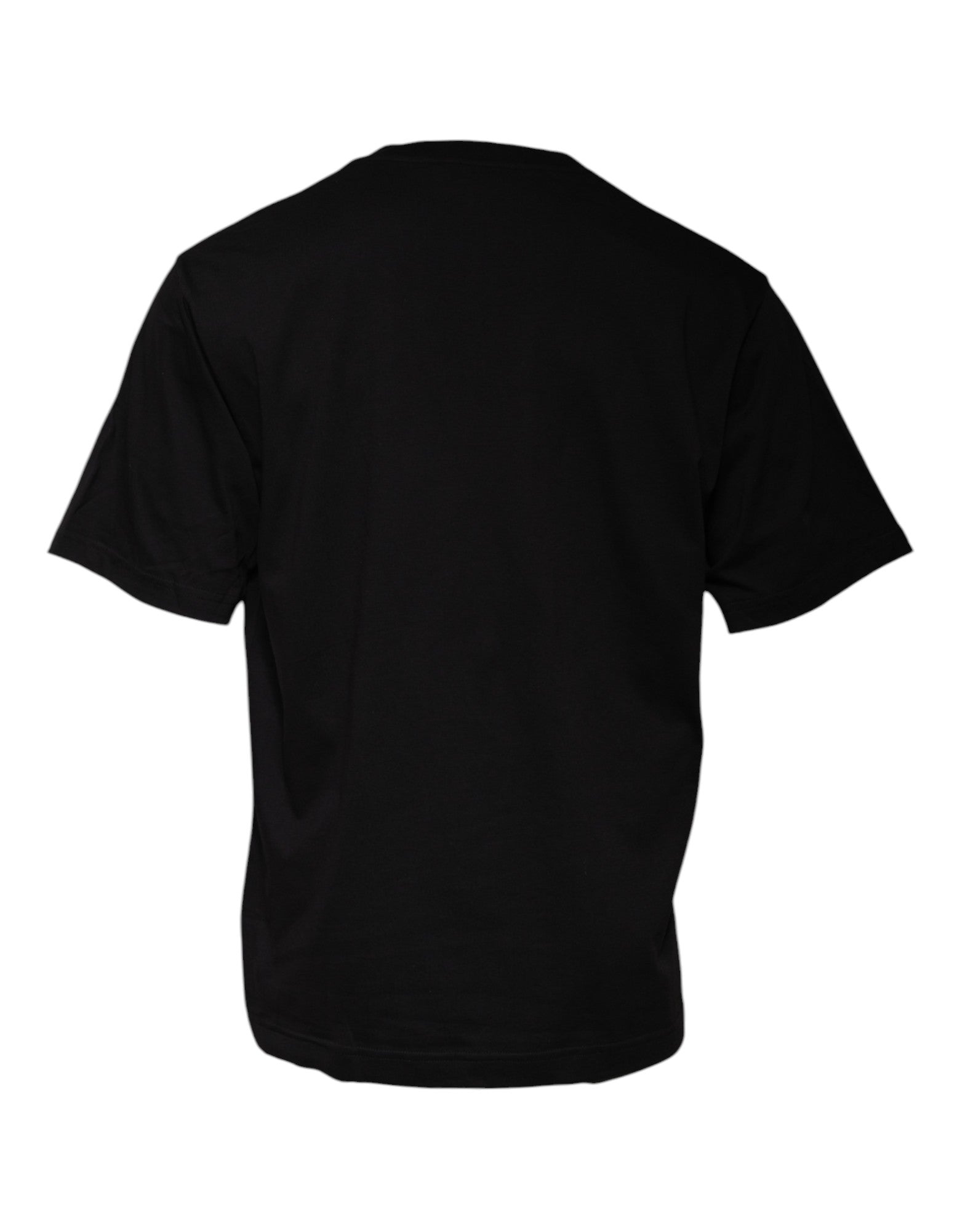 Dolce & Gabbana Schwarzes T-Shirt mit Rundhalsausschnitt und Logodruck aus Baumwolle-3