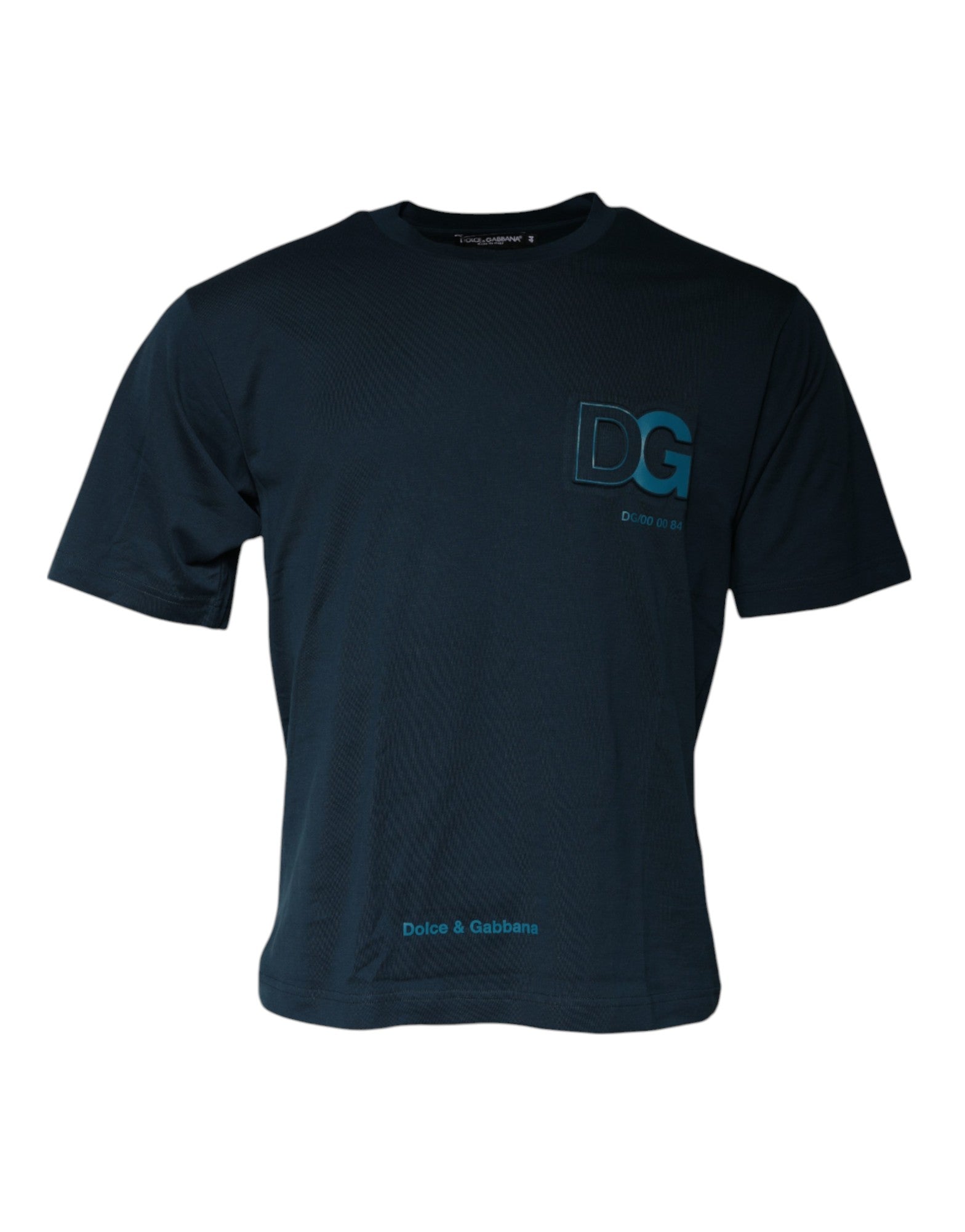 Dolce & Gabbana blue logo T-shirt with round neck and short sleeves-2