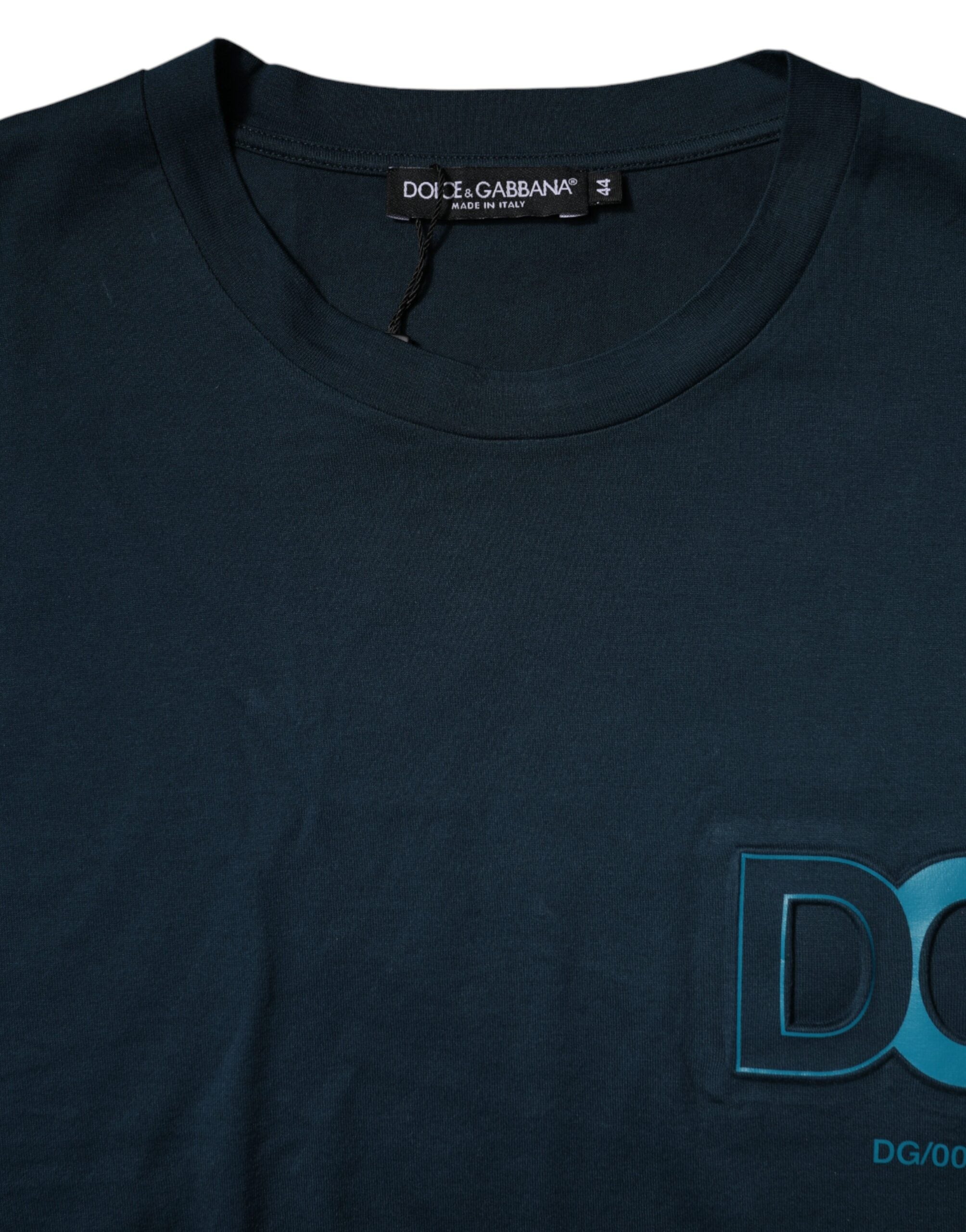 Dolce & Gabbana blue logo T-shirt with round neck and short sleeves-4