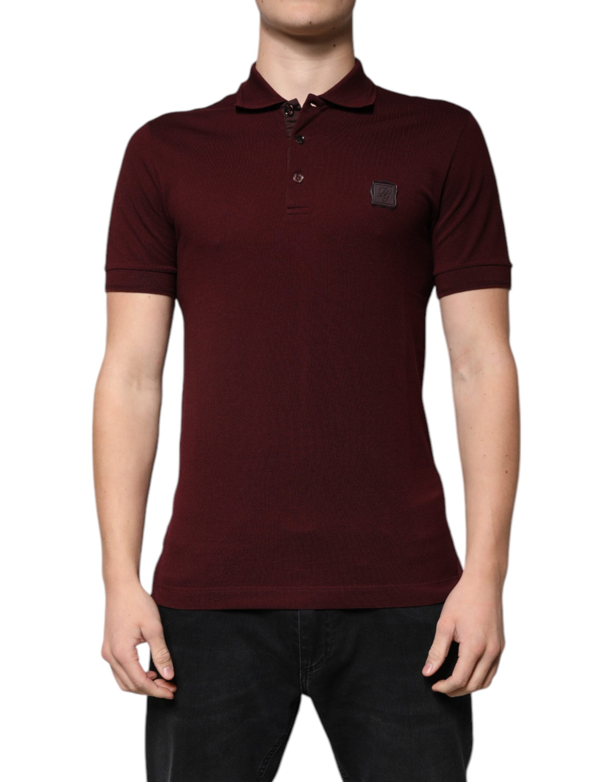 Dolce & Gabbana chestnut brown polo T-shirt with short sleeves and collar