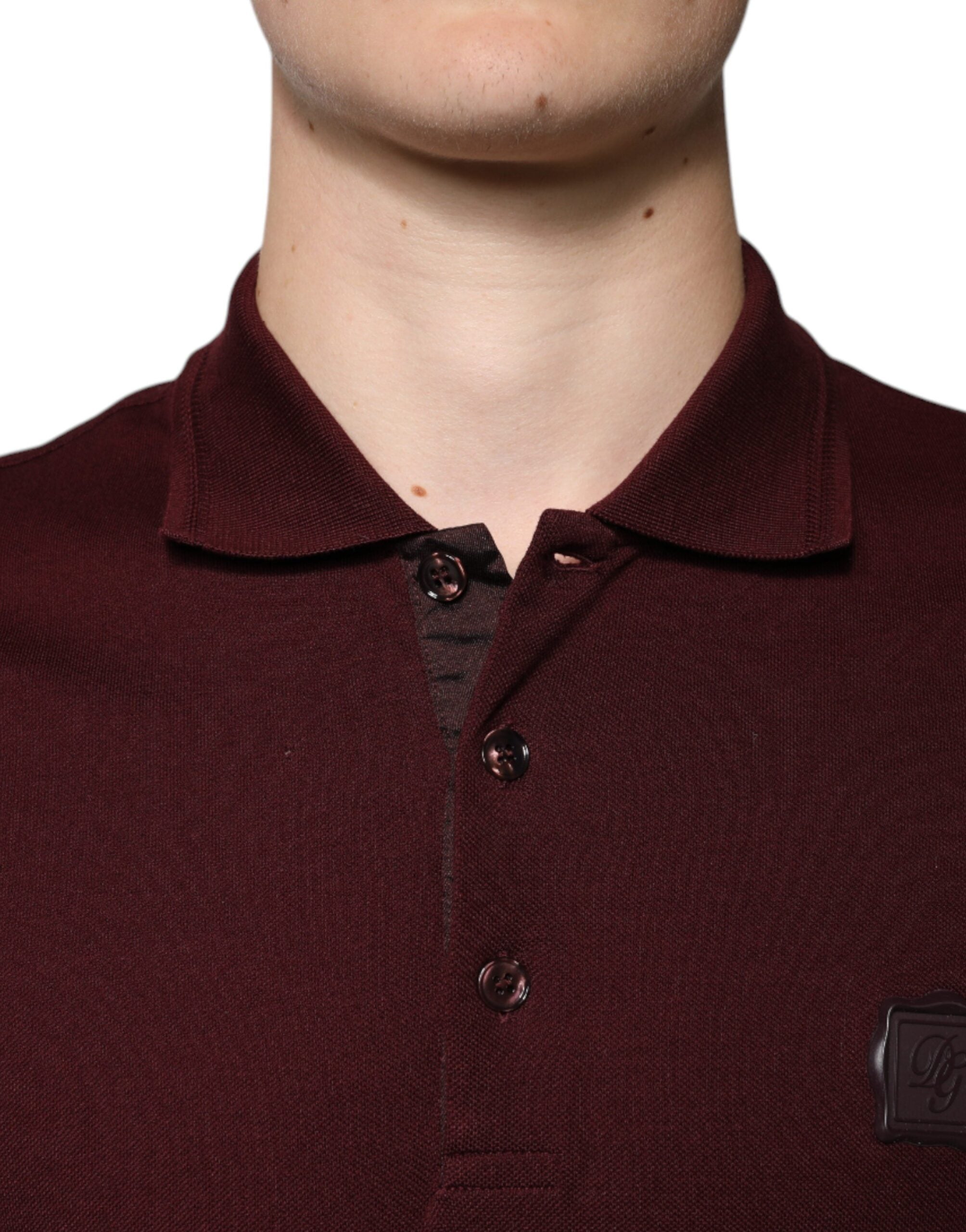 Polo marrón castaño de Dolce & Gabbana con mangas cortas y cuello-5