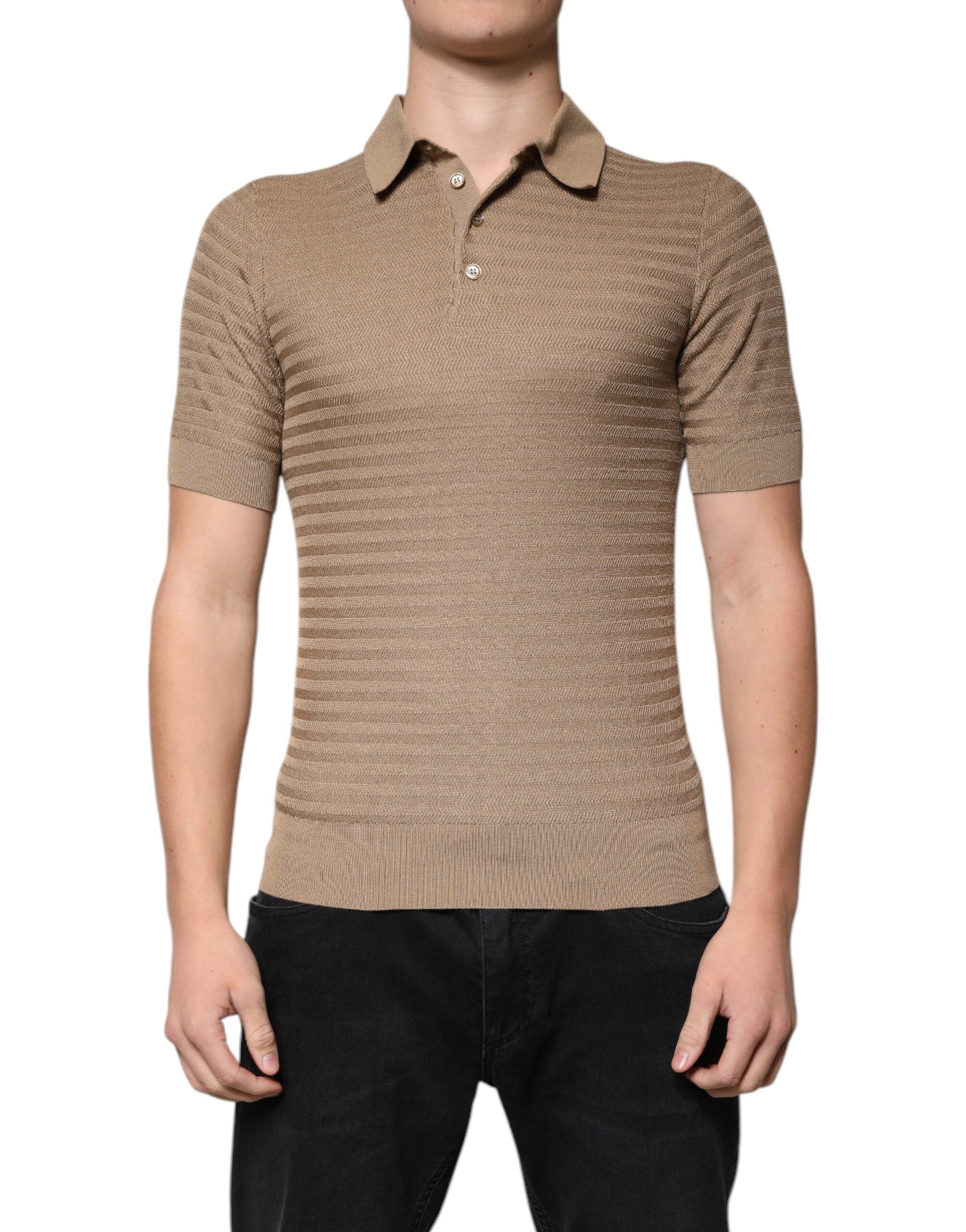 Dolce & Gabbana Brown short-sleeved polo T-shirt with collar