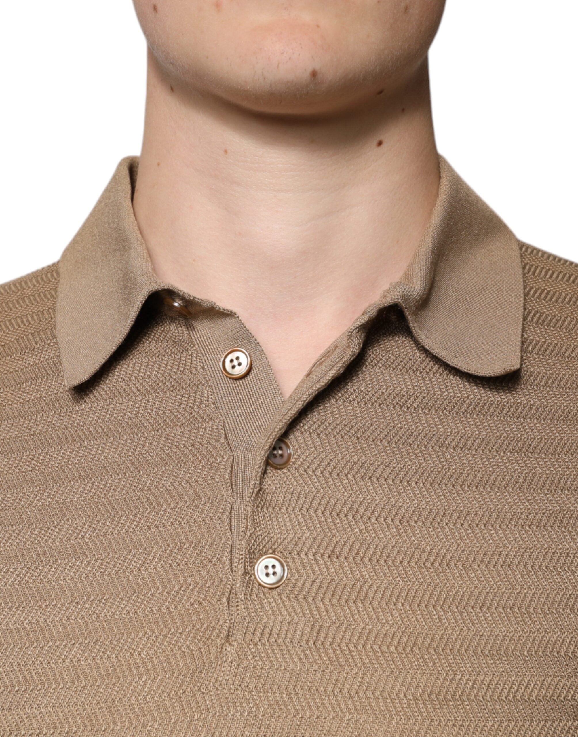 Dolce & Gabbana Brown short-sleeved polo T-shirt with collar-5
