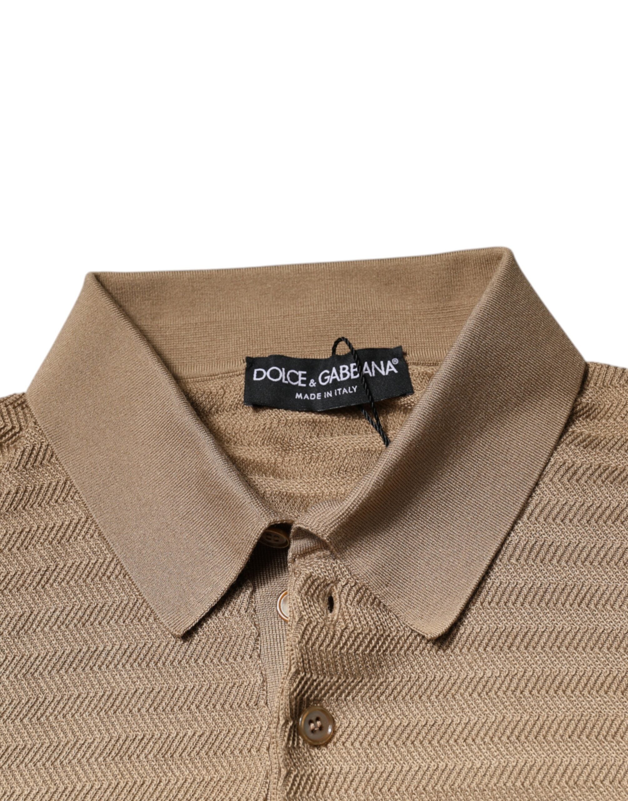 Dolce & Gabbana Brown short-sleeved polo T-shirt with collar-7