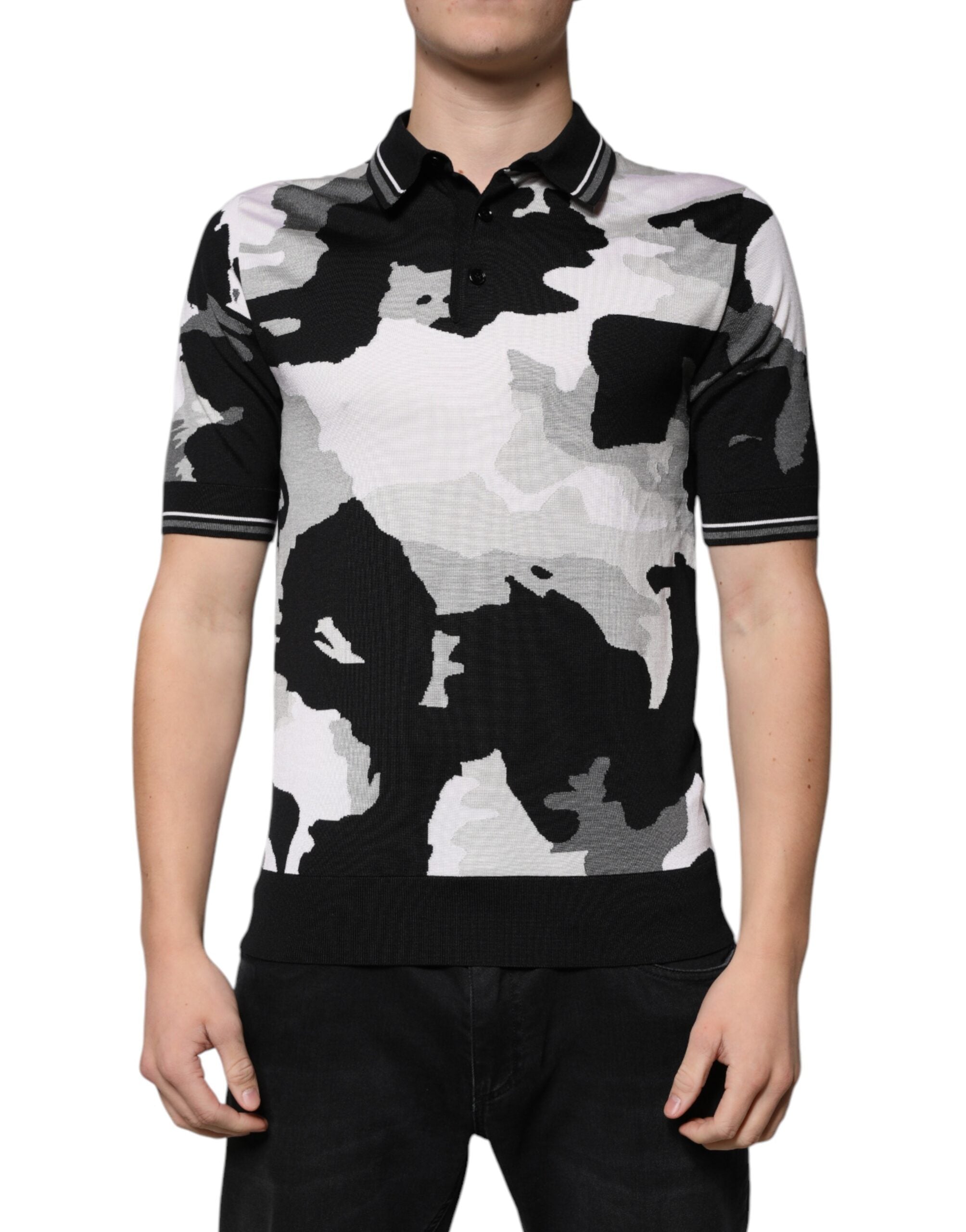 Dolce & Gabbana Multicolor Camouflage Polo Shirt with Collar-2
