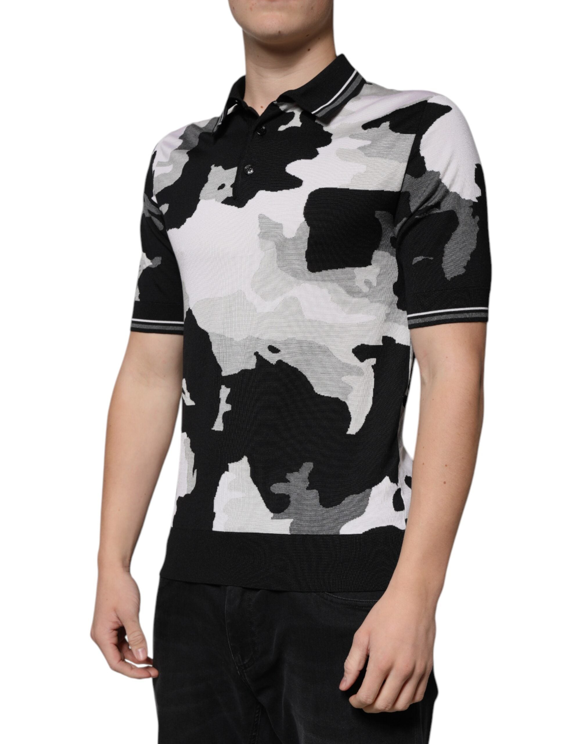 Dolce & Gabbana Multicolor Camouflage Polo Shirt with Collar-3