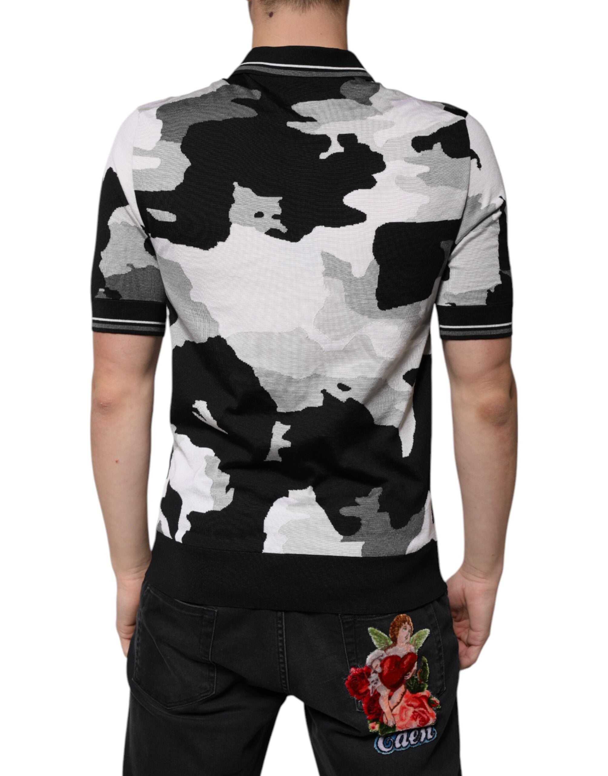 Dolce & Gabbana Multicolor Camouflage Polo Shirt with Collar-4