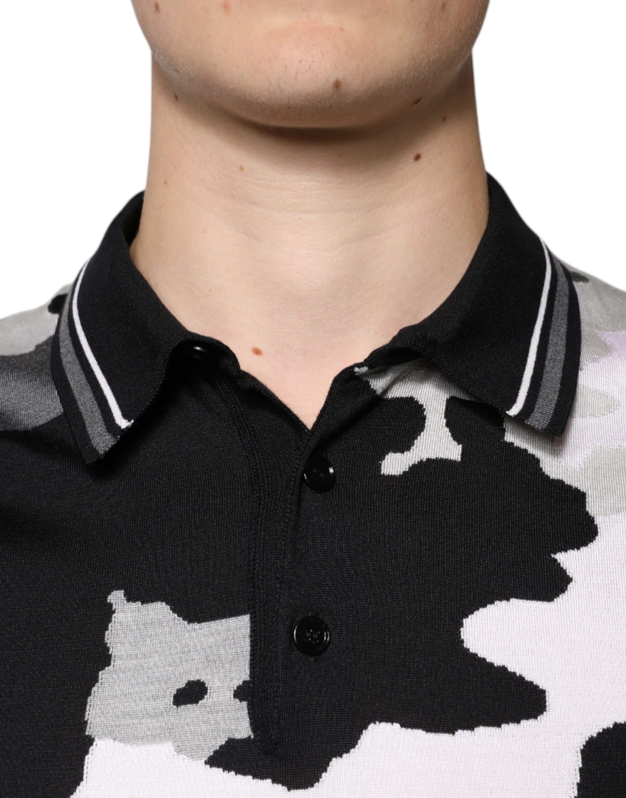 Dolce & Gabbana Multicolor Camouflage Polo Shirt with Collar-5