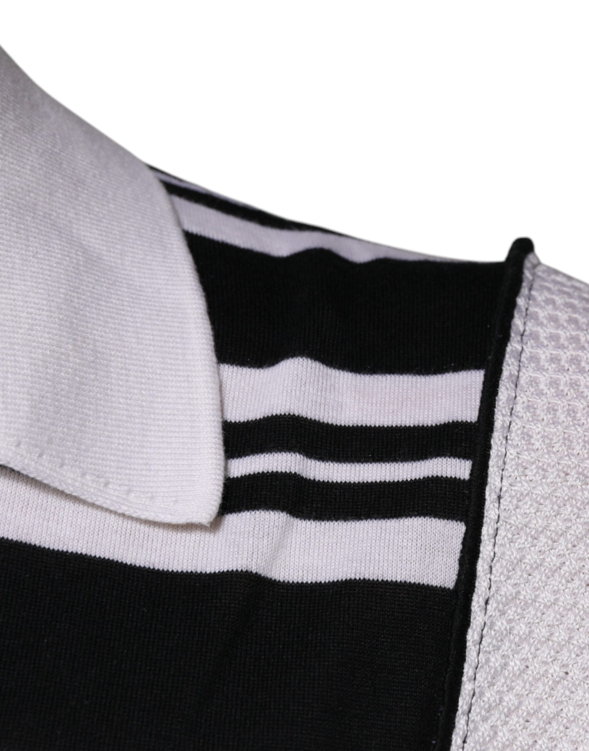 Dolce & Gabbana Schwarz-weiß gestreiftes Polo-T-Shirt mit Kragen-6