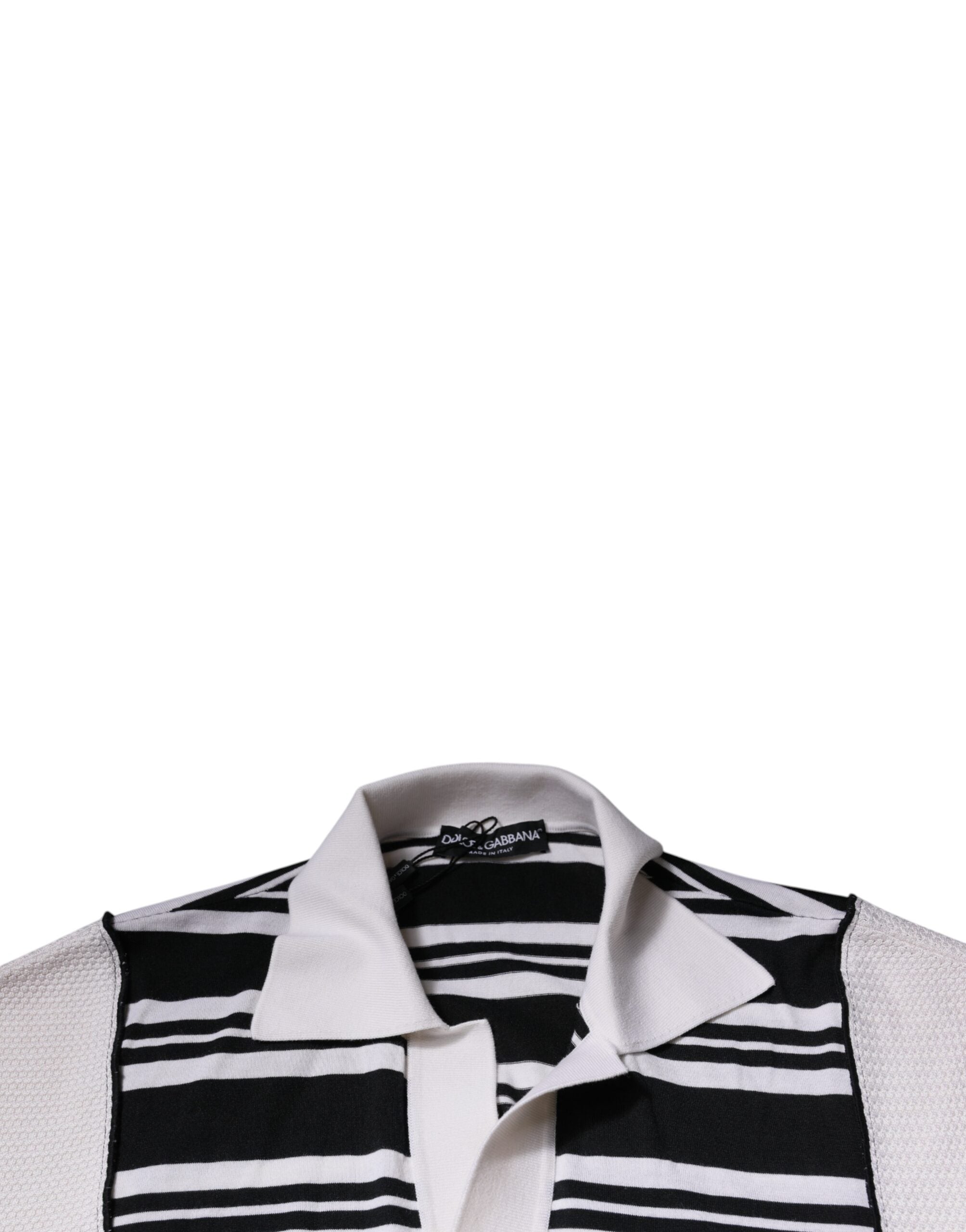Dolce & Gabbana Schwarz-weiß gestreiftes Polo-T-Shirt mit Kragen-7
