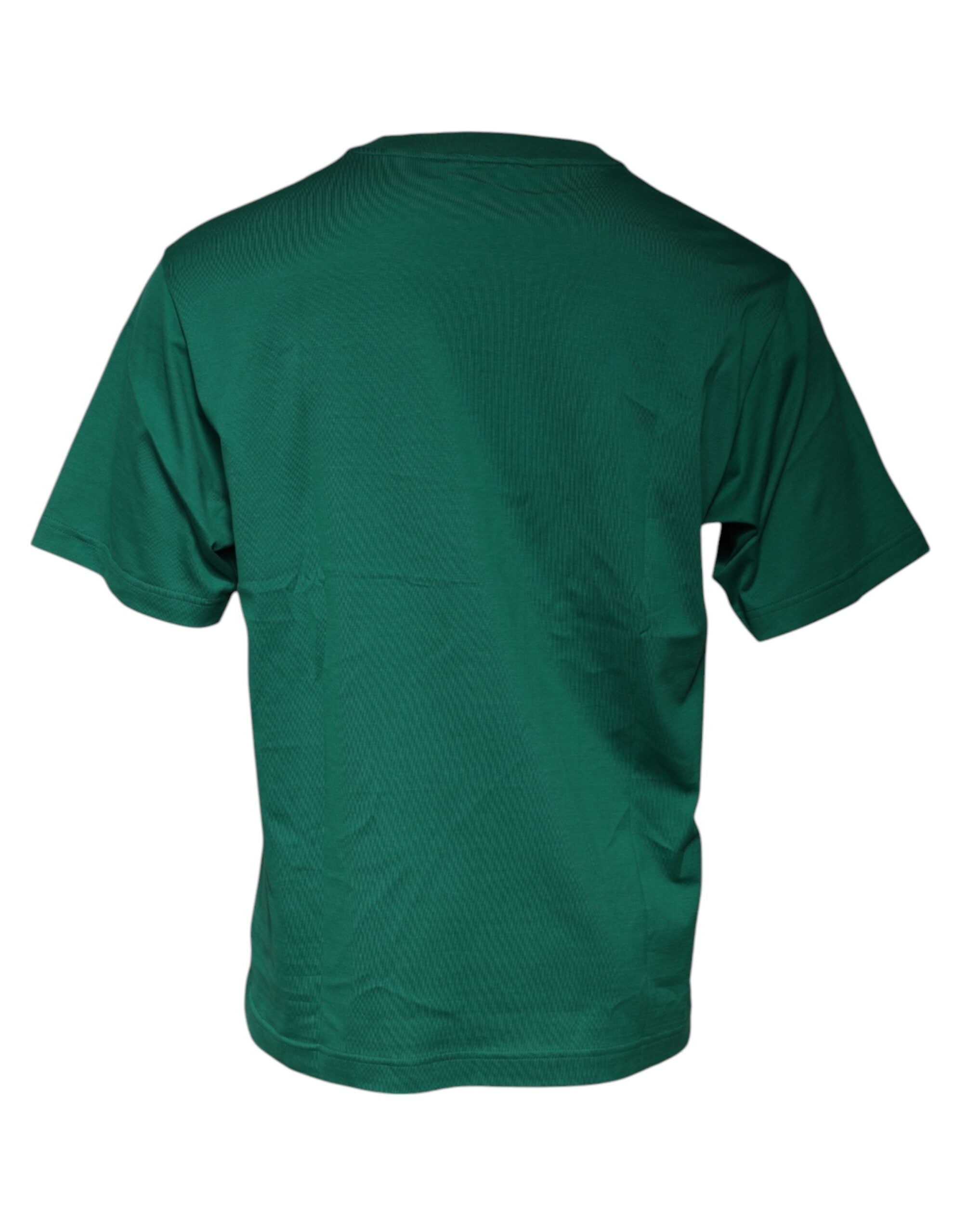 Camiseta de manga corta con cuello redondo y logotipo verde de Dolce & Gabbana-3
