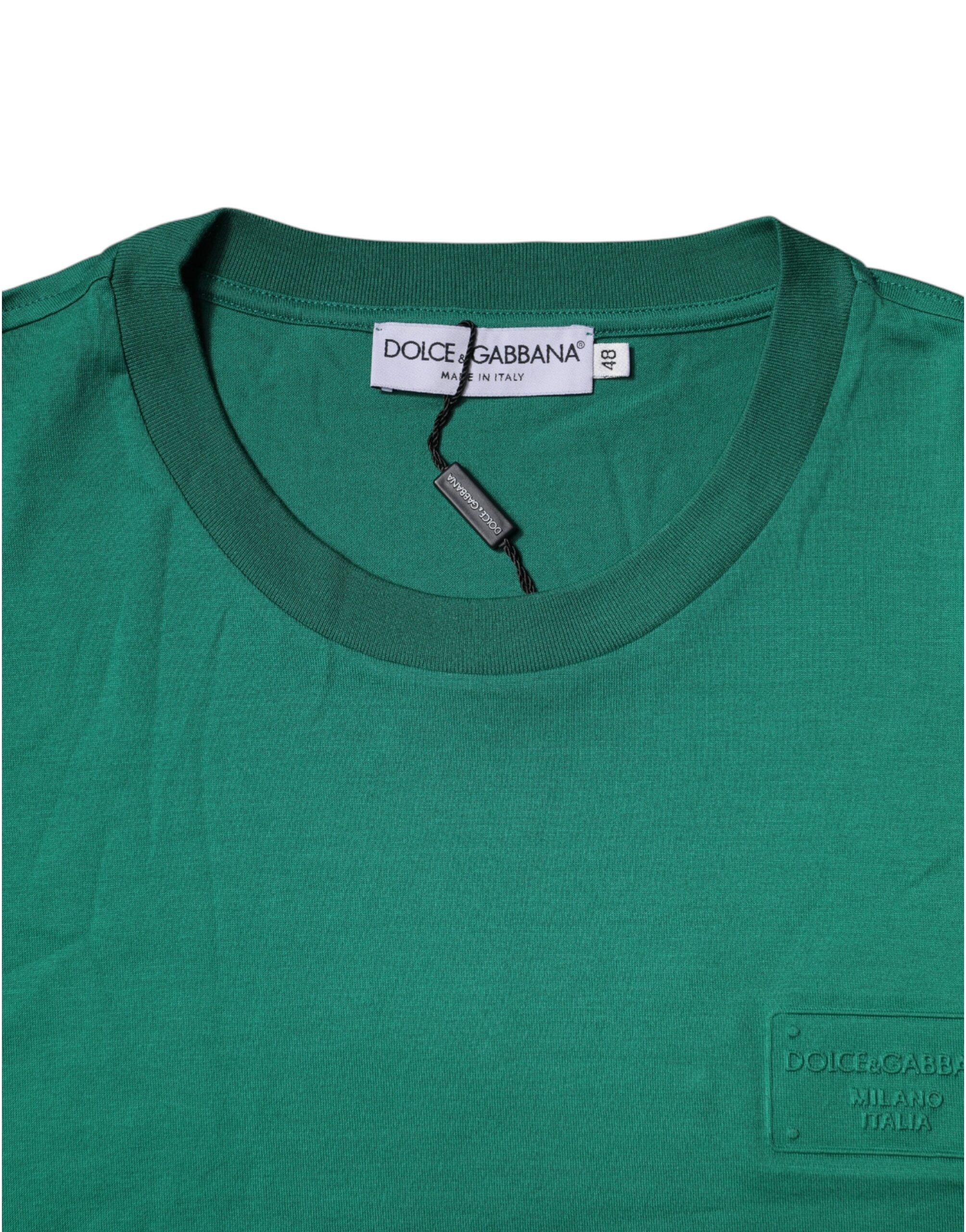 Camiseta de manga corta con cuello redondo y logotipo verde de Dolce & Gabbana-4