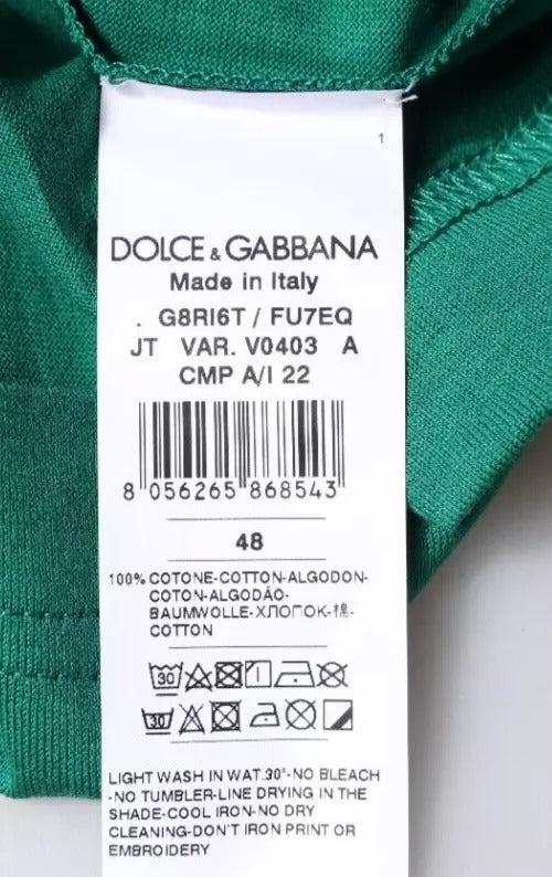 Camiseta de manga corta con cuello redondo y logotipo verde de Dolce & Gabbana-5